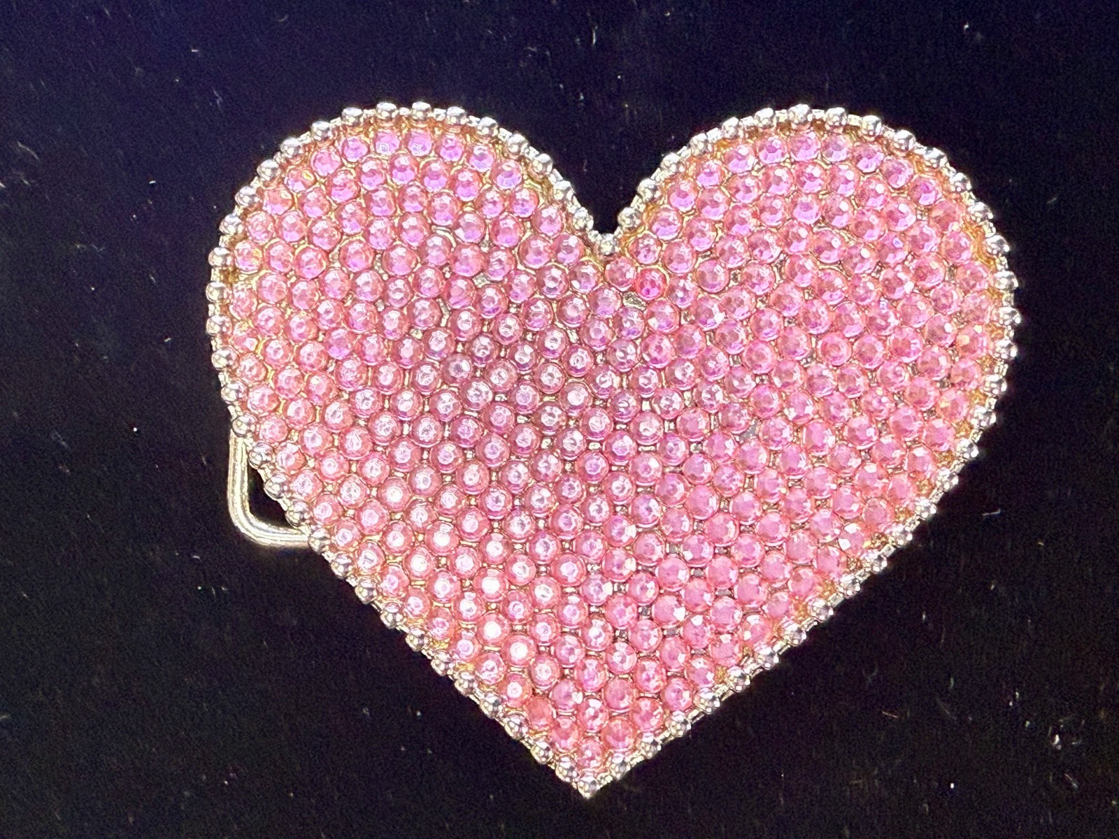 Heart Shaped Pink Rhinestone Covered Girls Belt Buckle for 1.25″ Wide Belt