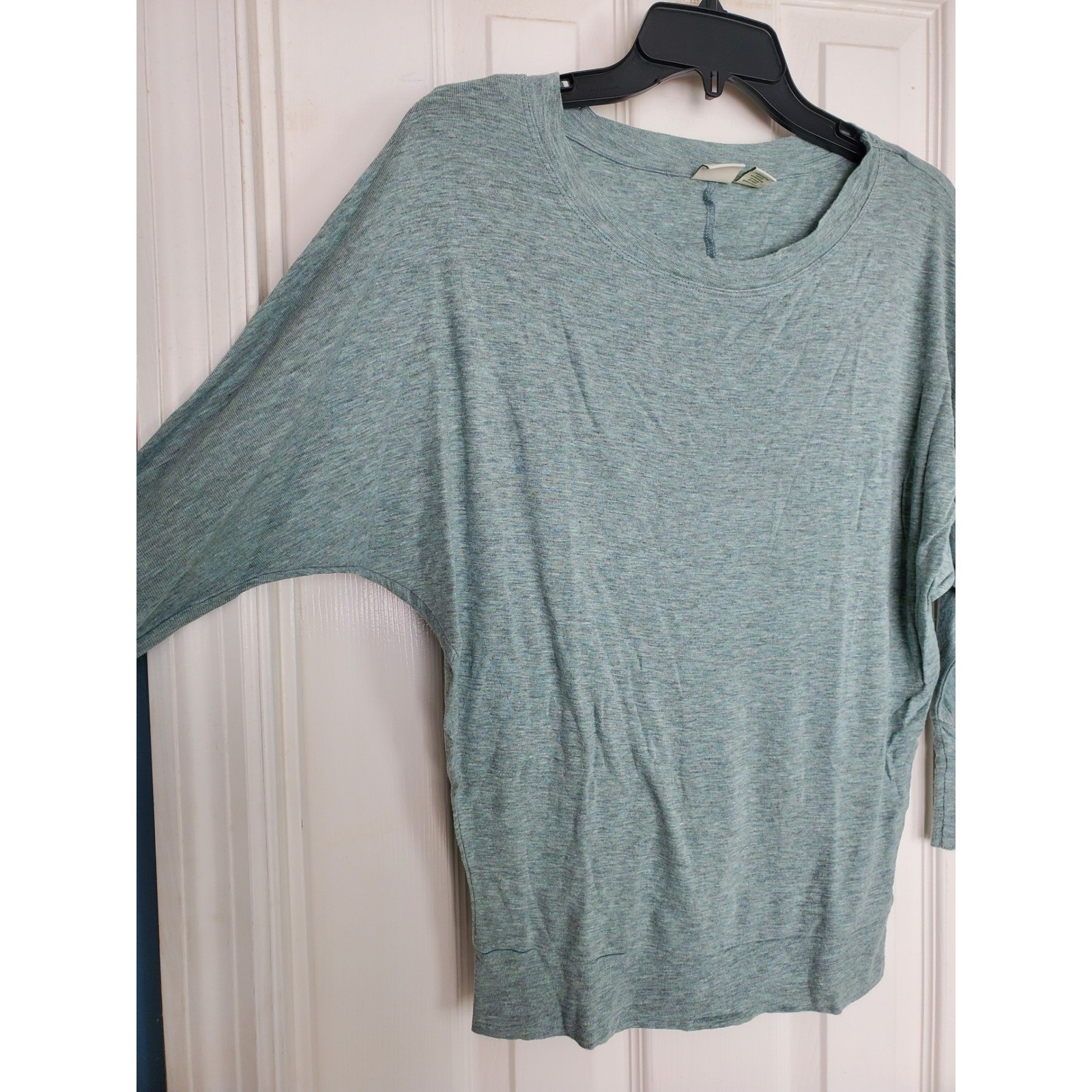 Lucy & Laurel Top Green Teal Batwing Dolman Sleeve Knit Casual Soft Medium