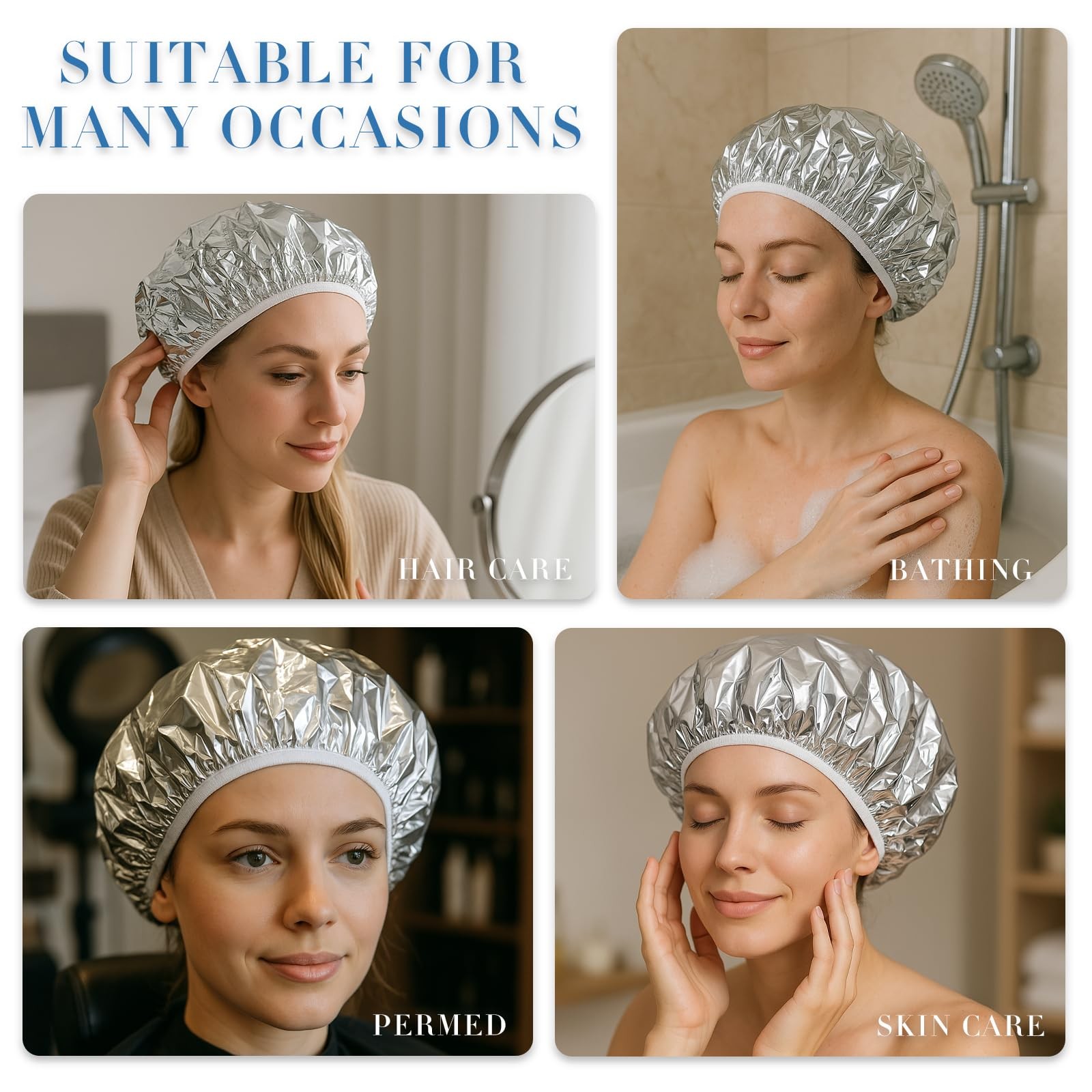Reusable Aluminum Foil Heat Cap – Deep Conditioning Processing Cap with Elast…