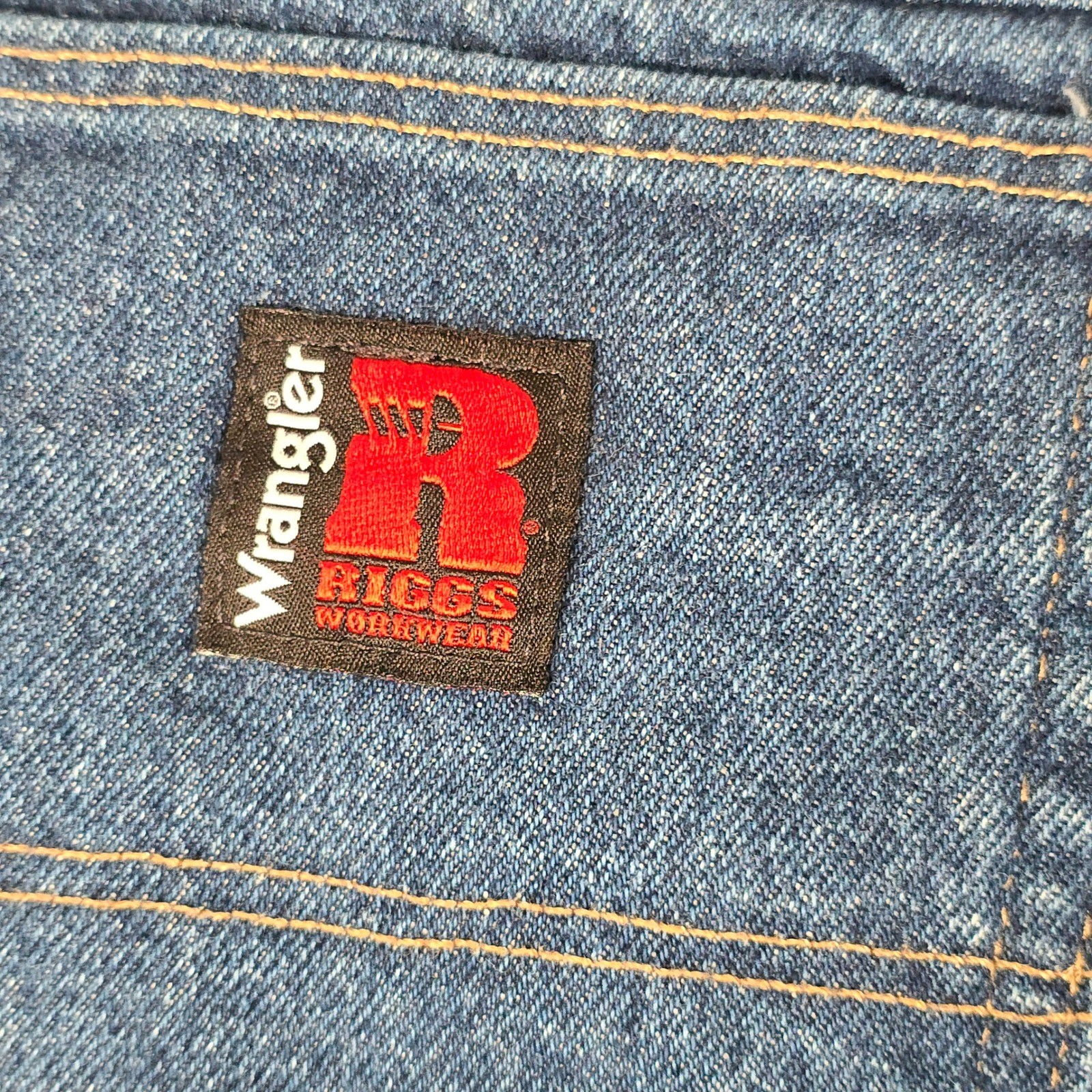 Wrangler RIGGS Workwear Fleece Lined Jeans Mens 38×30 Dark Wash Blue 3W055TH