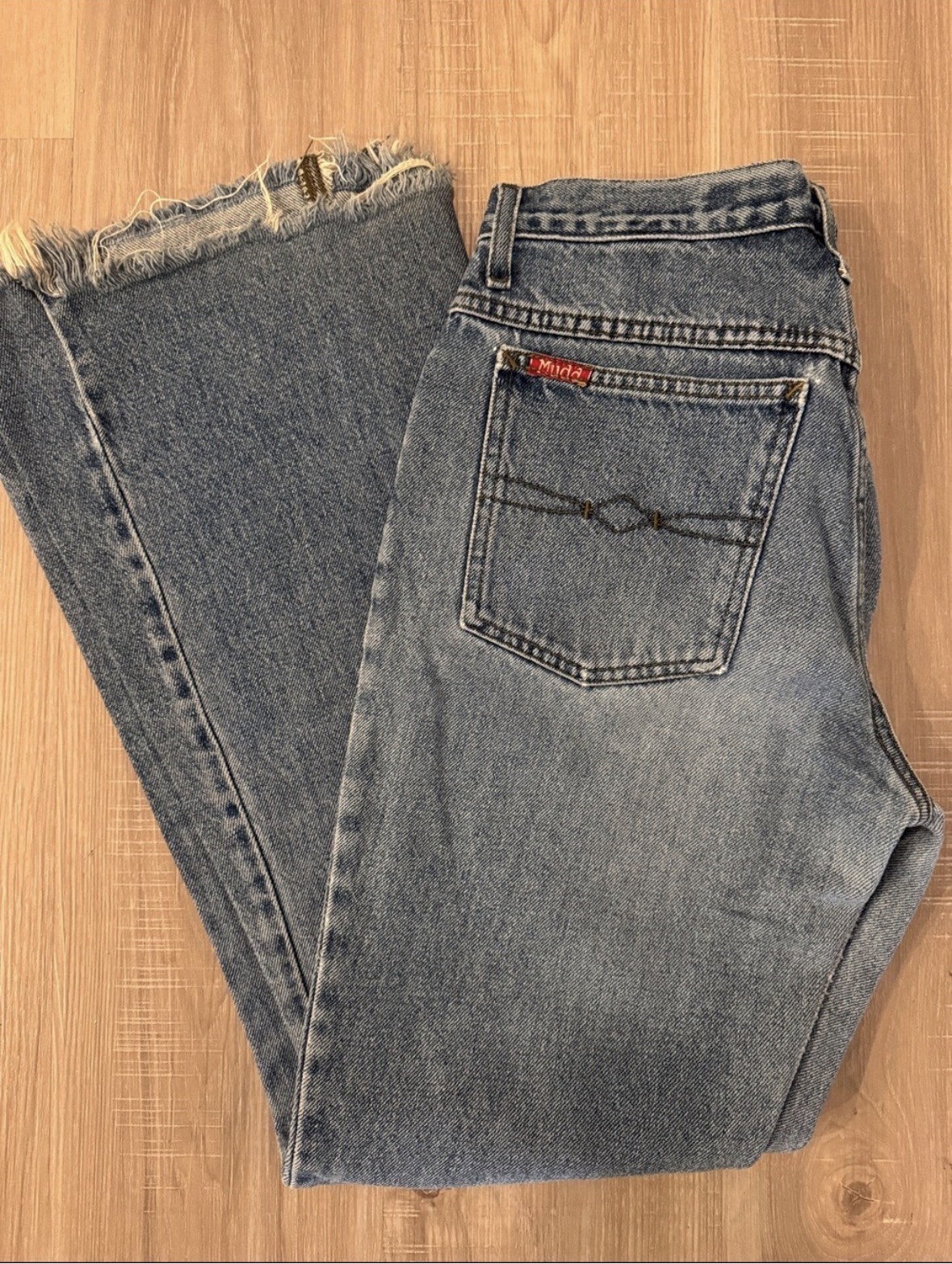 Mudd Blue Denim Flared Jeans Button Fly High Rise 5-Pocket Women Size 9