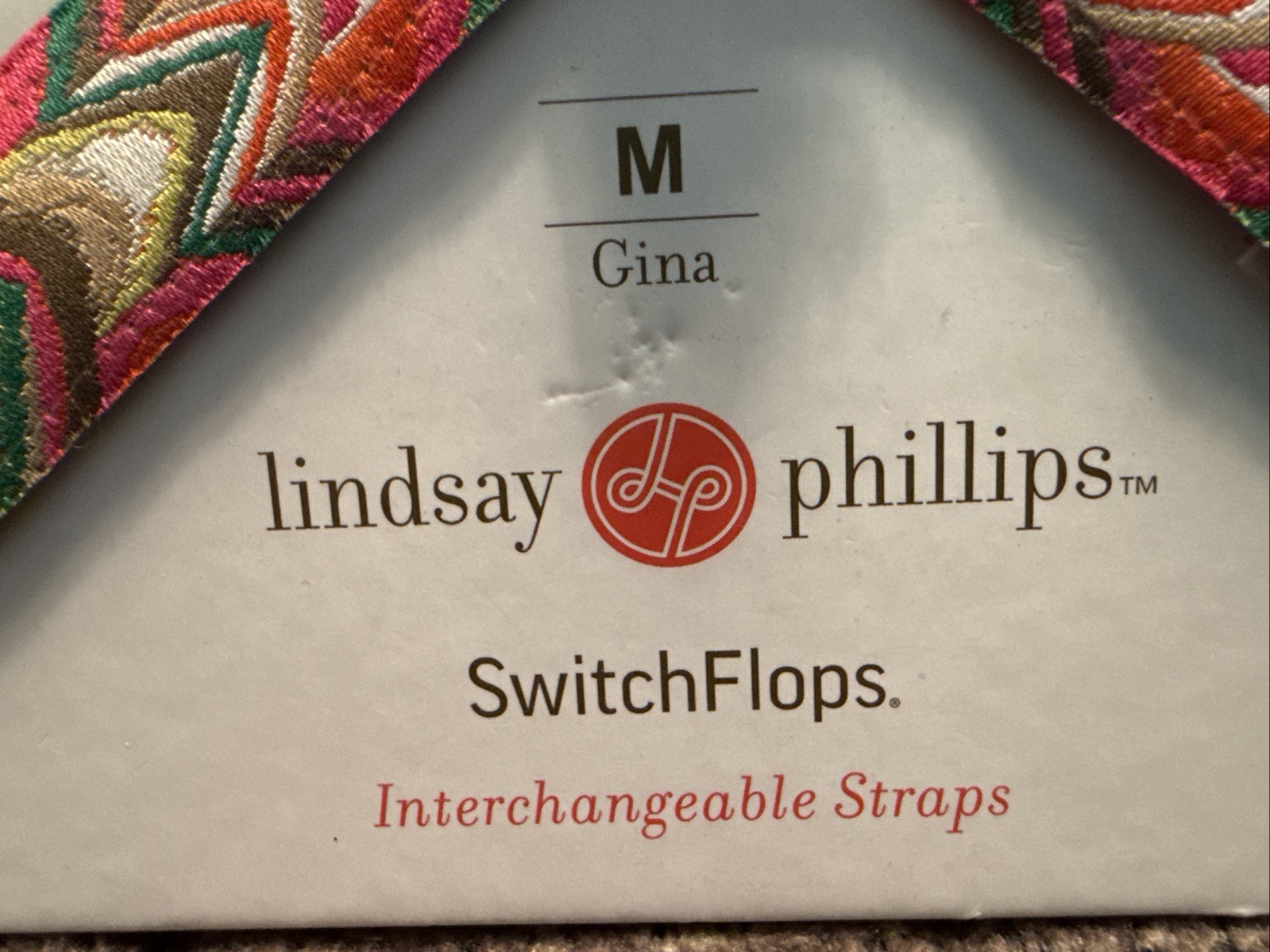 Lindsay Phillips Switchflops Interchangeable Straps Gina Pink Green Sz M NEW