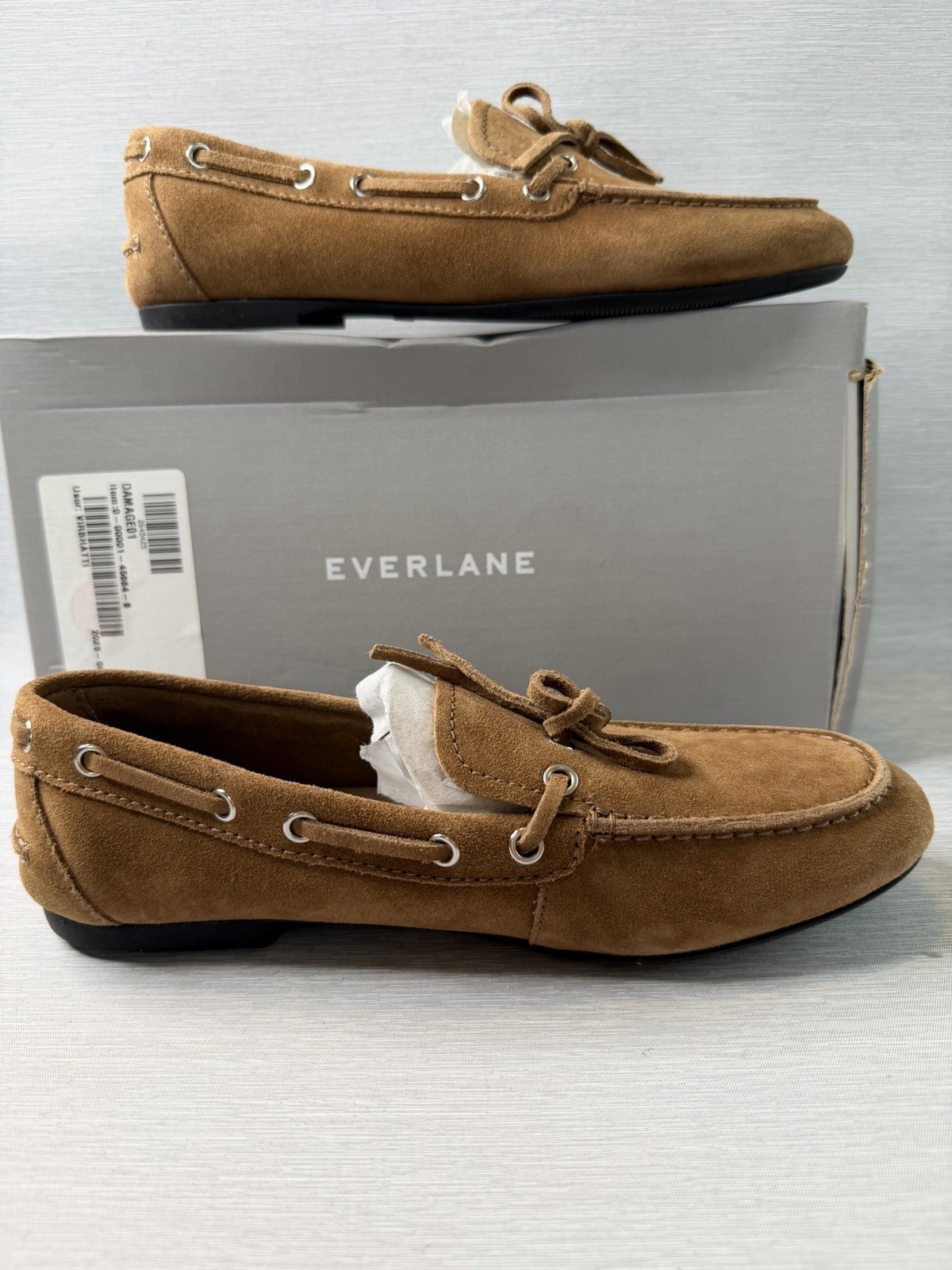 Everlane The Boat Shoe Suede Farro Brown Moccasin Loafers Size 7.5 New in Box