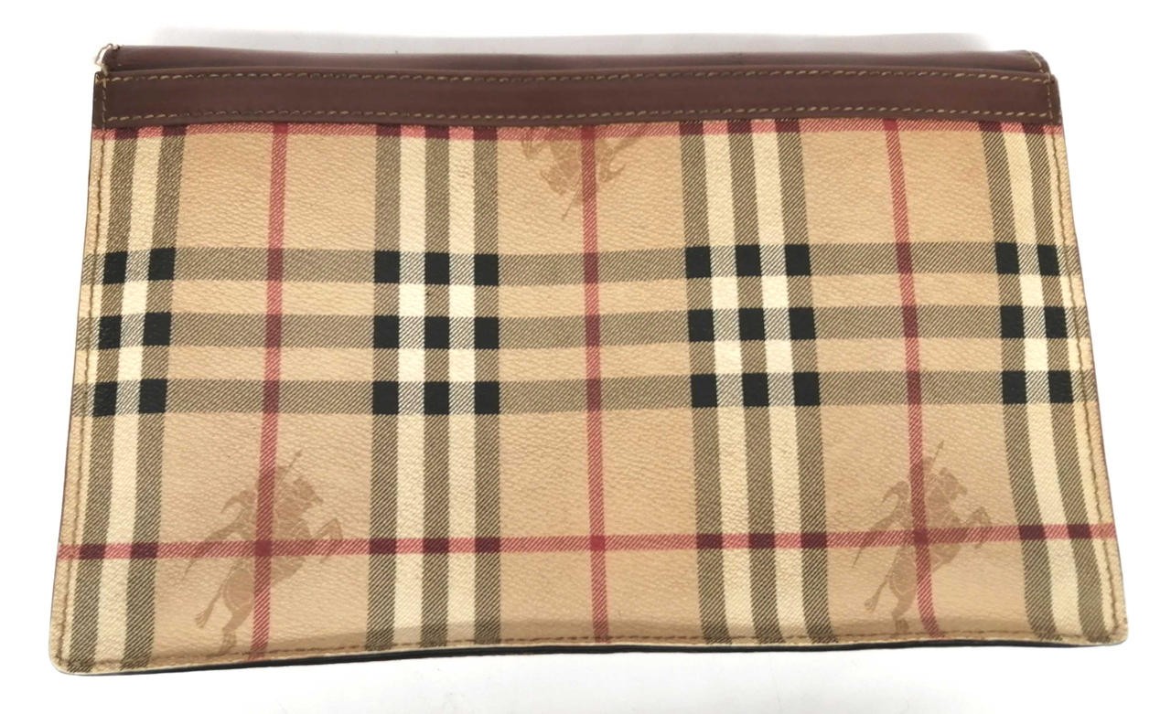 BURBERRY Check Pattern Clutch Bag 10.6 inch