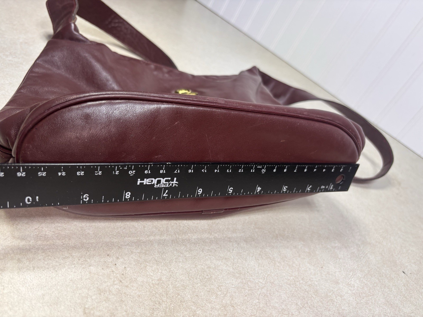 1980s Etienne Aigner Oxblood Leather Knotted Hobo Bag Curved Scoop Purse