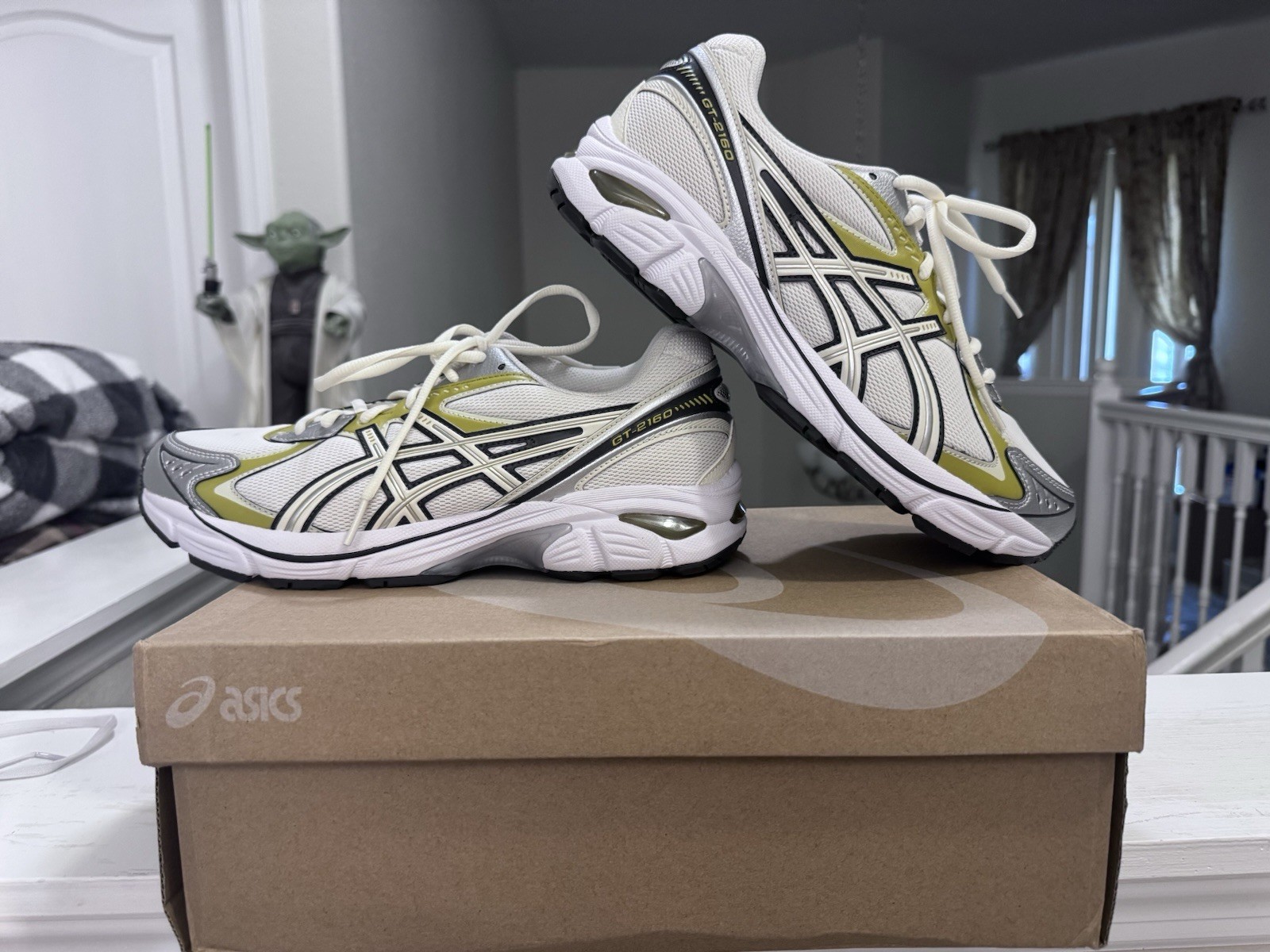 Asics GT-2160 1203A320-106 Cream Dark Mustard Running Shoes Men’s 8 Woman’s 9.5