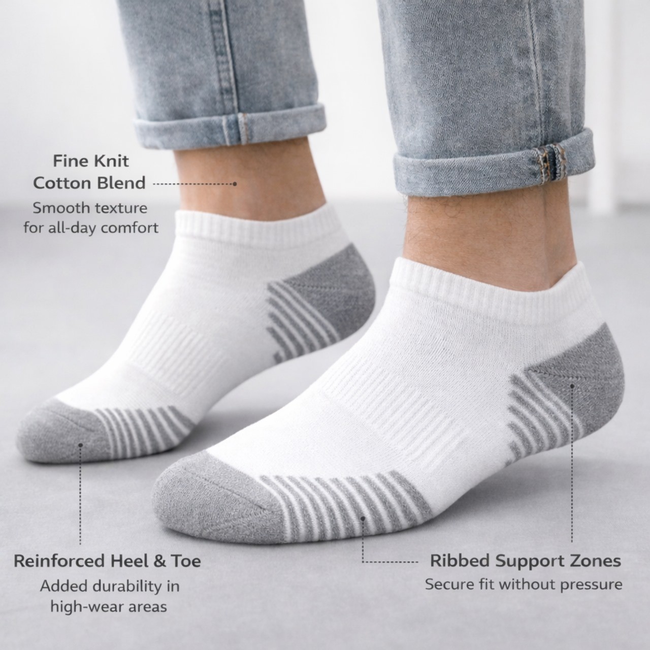 Wholesale Bulk Lots Men No Show Socks White Low Cut Athletic Running Liner Sock