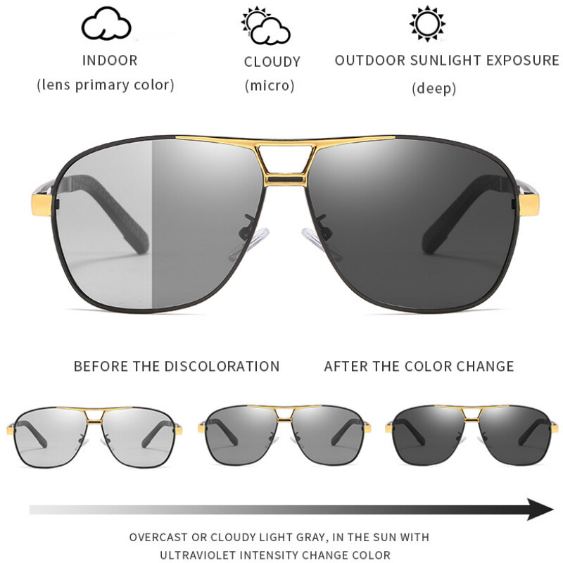 HD Polarized Photochromic Sunglasses Men Chameleon Driving Sport Glasses Eyewear