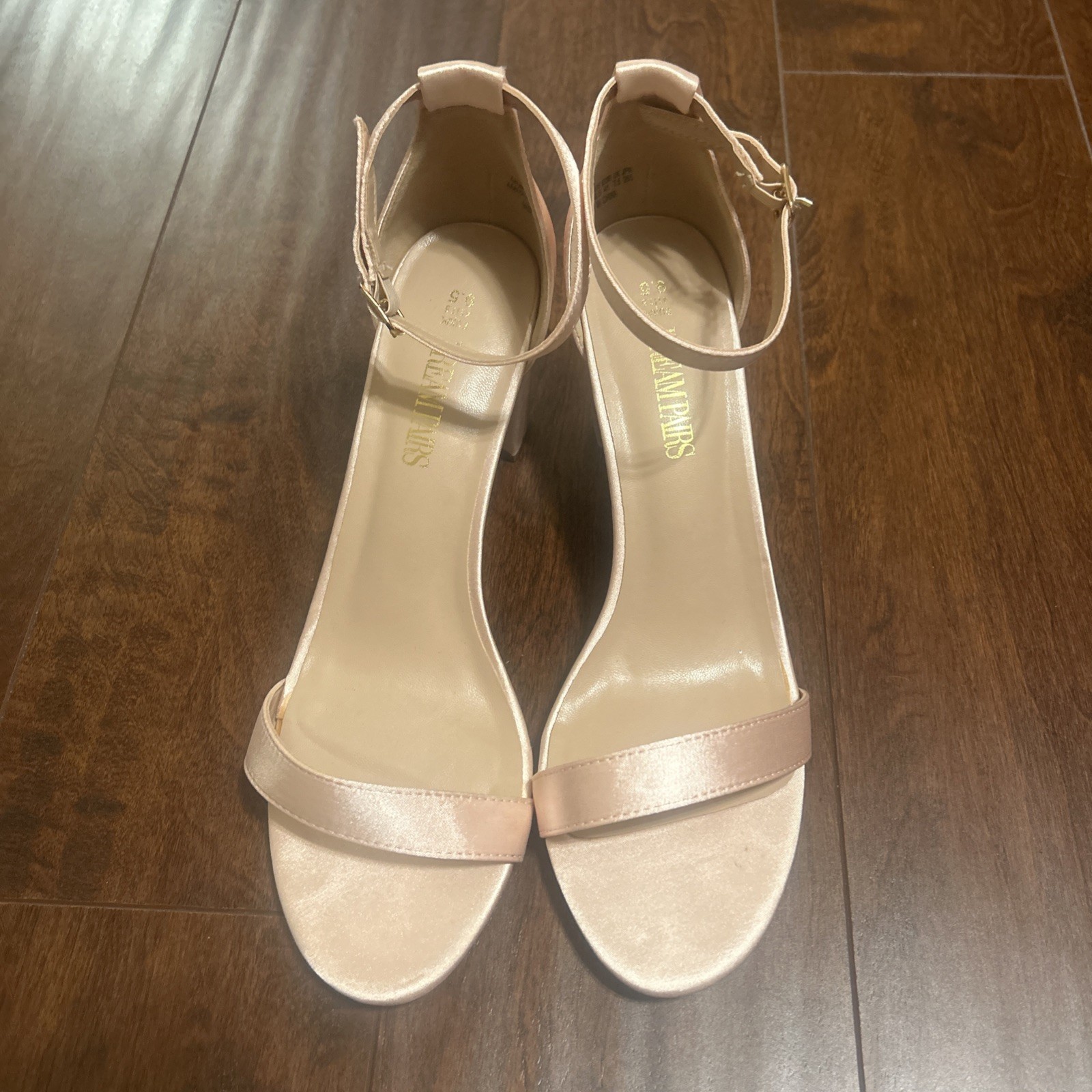 Dream Pairs Pink Satin Block Heels With Ankle Strap In Size 9.5