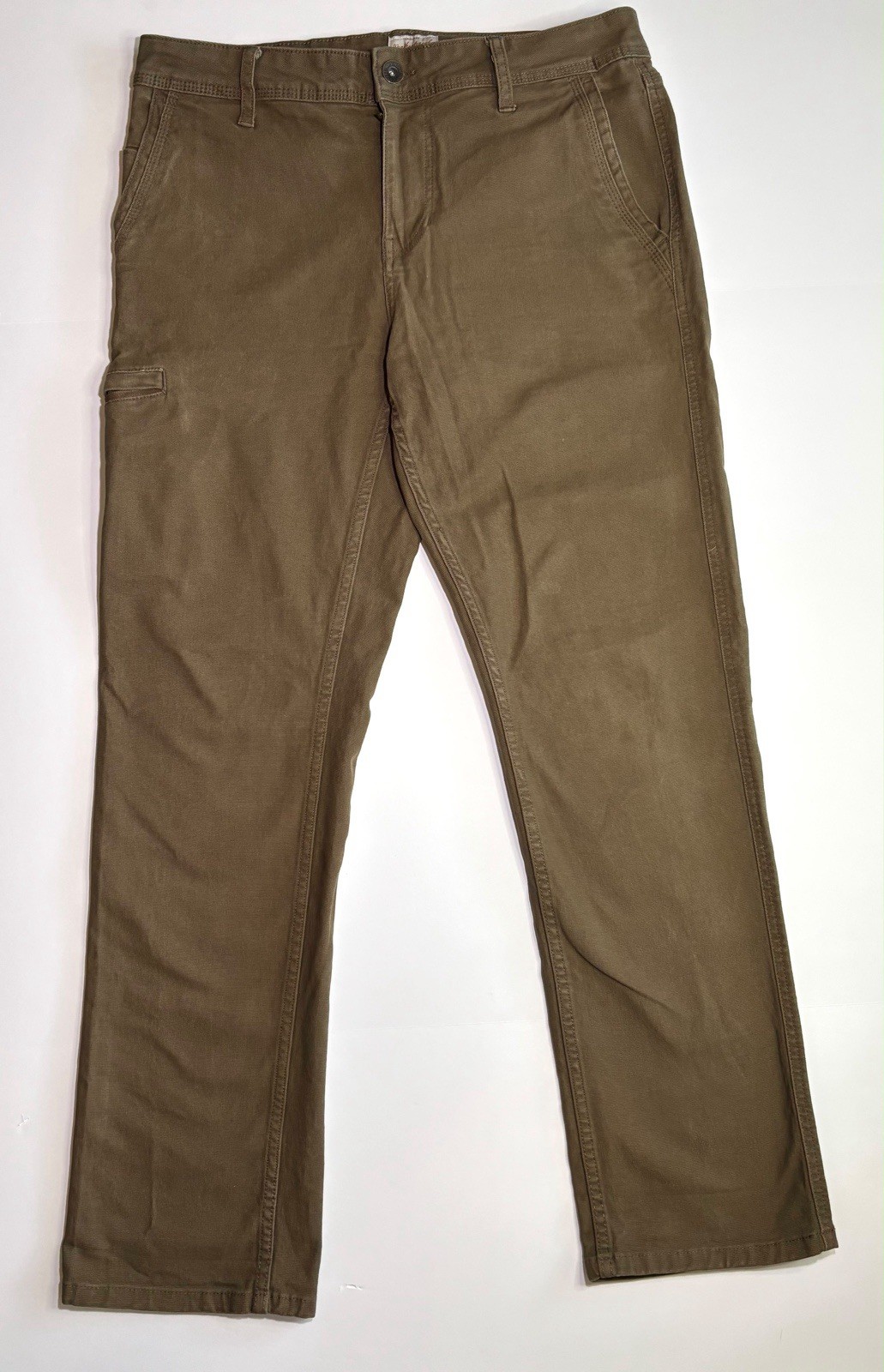 Weatherproof Vintage Men’s Relaxed Fit Canvas Pants Brown 32W Stretch Flat Front