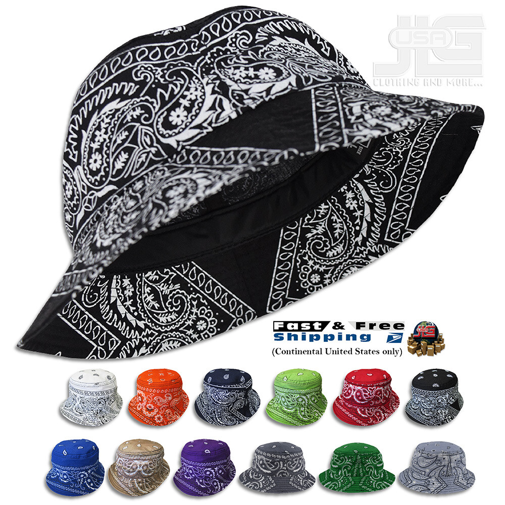 Paisley Bandana Bucket Hat (Various Colors) Cotton, JLGUSA S|M – L|XL USA Made