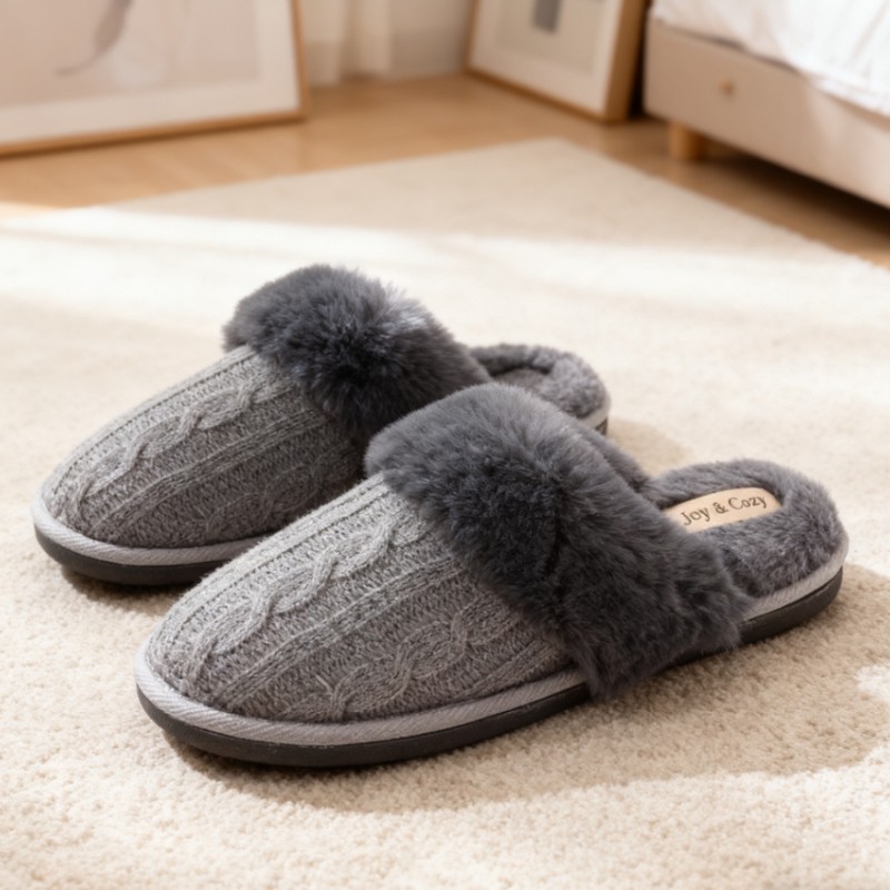 Man’s House Slippers Indoor Fuzzy Fluffy Furry Cozy Home Warmth Non-slip