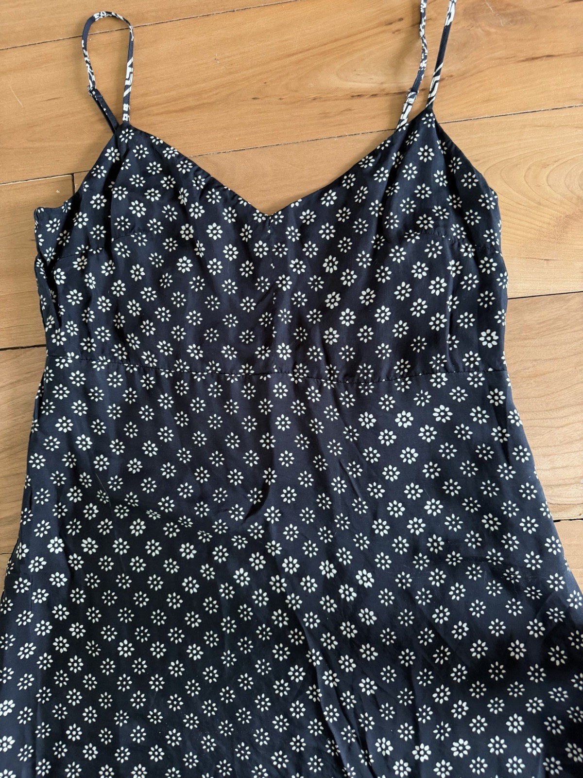 J.CREW Women’s Natasha slip dress block Print Midi Black Sleeveless Straps 8