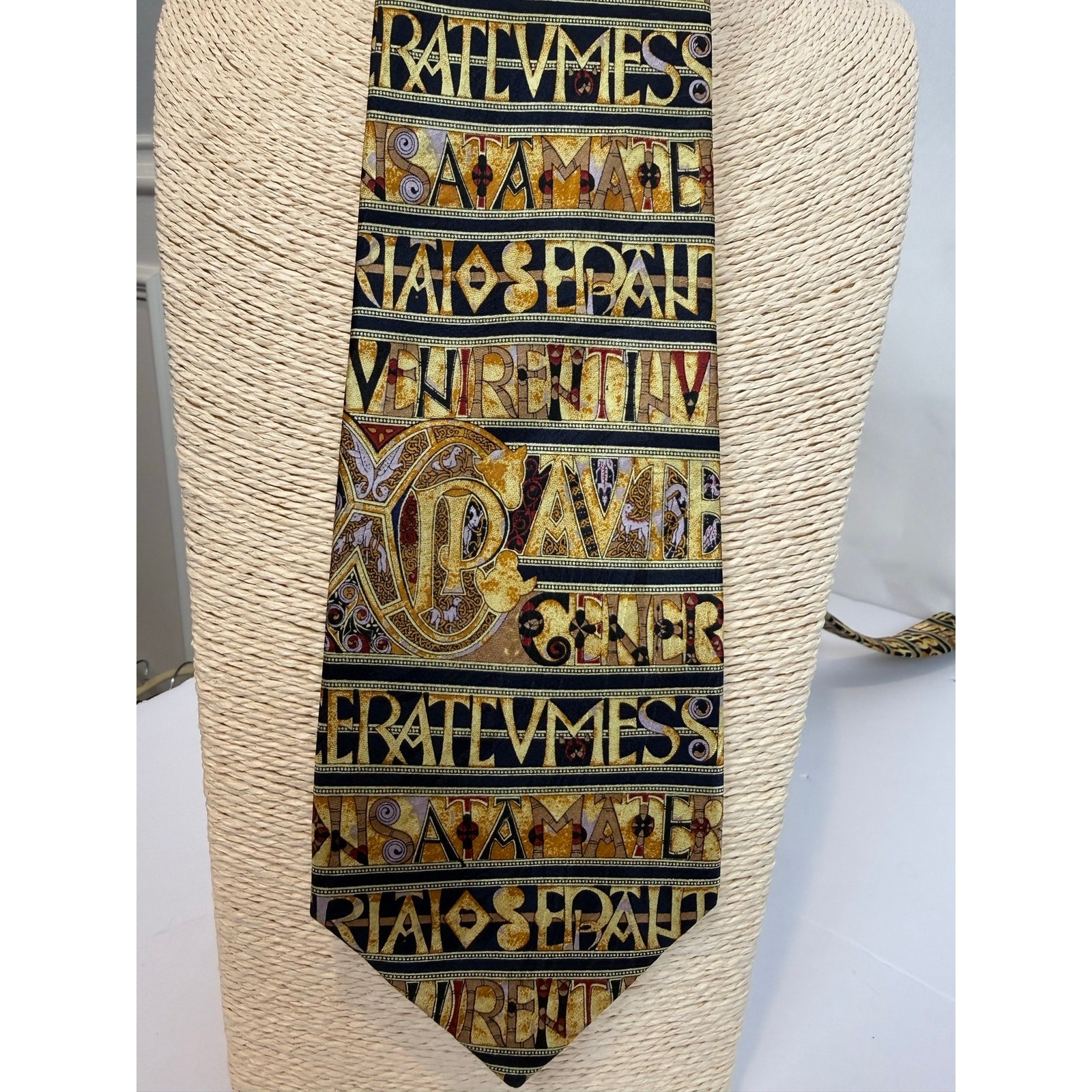 Lot 4 Vintage Museum Artifacts All Silk Ties 1980s Patriotic Legal Coins Roman