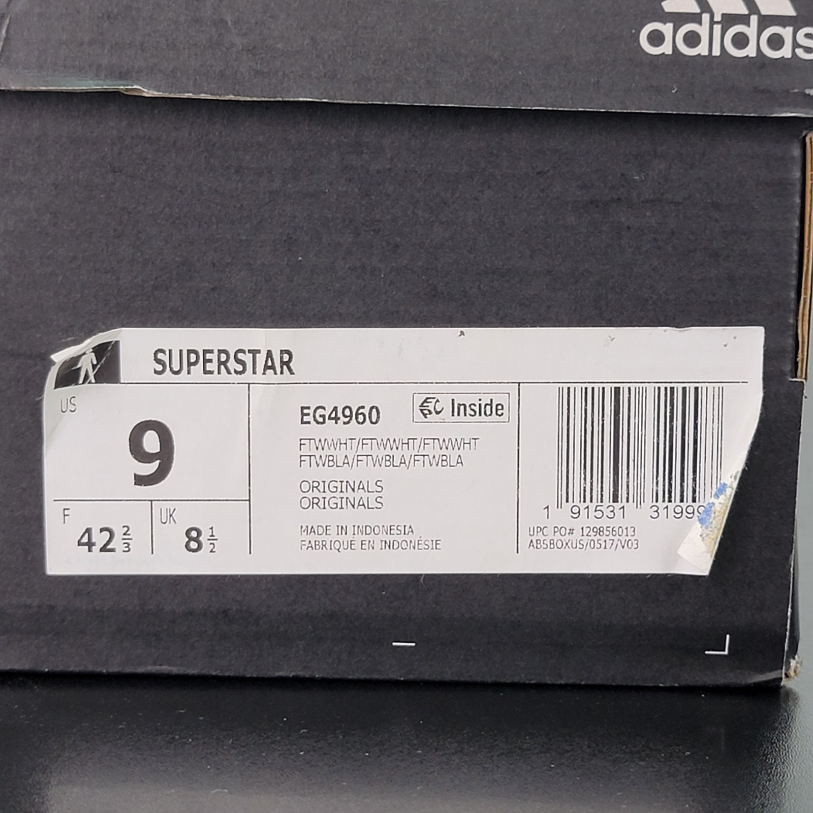 Adidas Superstar Men’s Size 9 Athletic Running Shoes White Casual Sneakers
