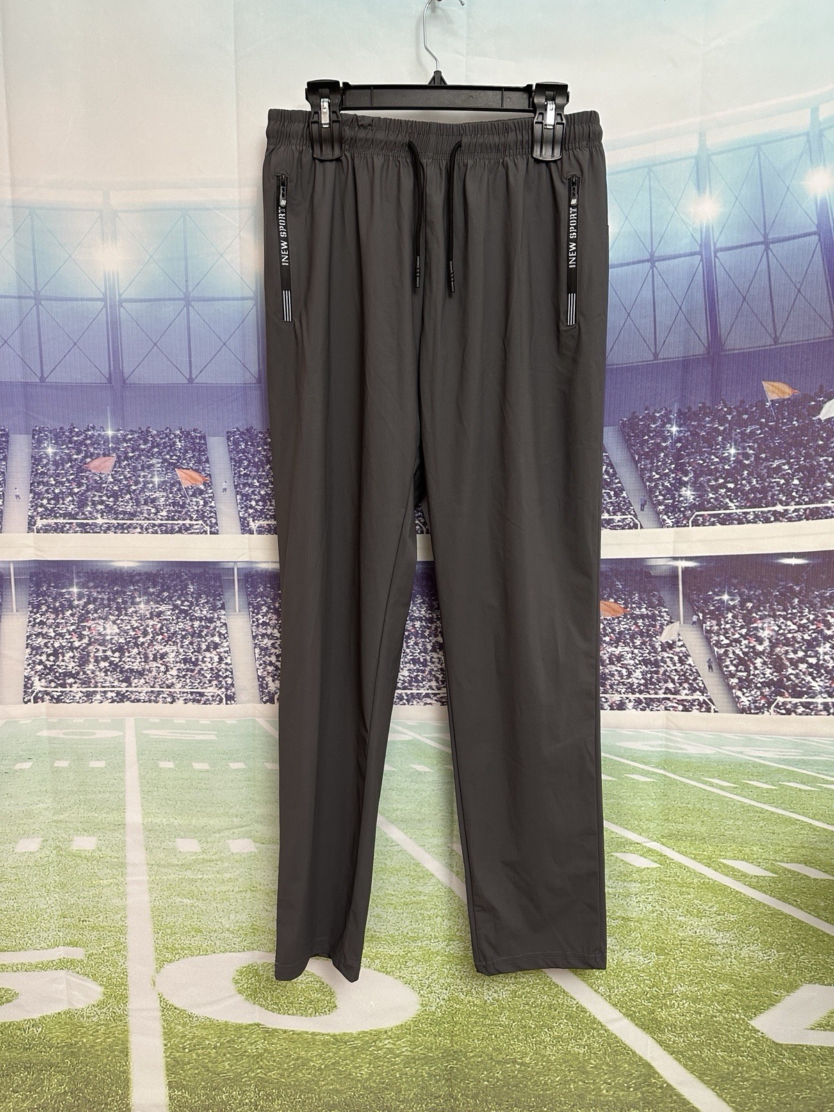 Closet Stretch Active New Sport Unisex Ultra Quick Drying Pants Joggers Gray Zip
