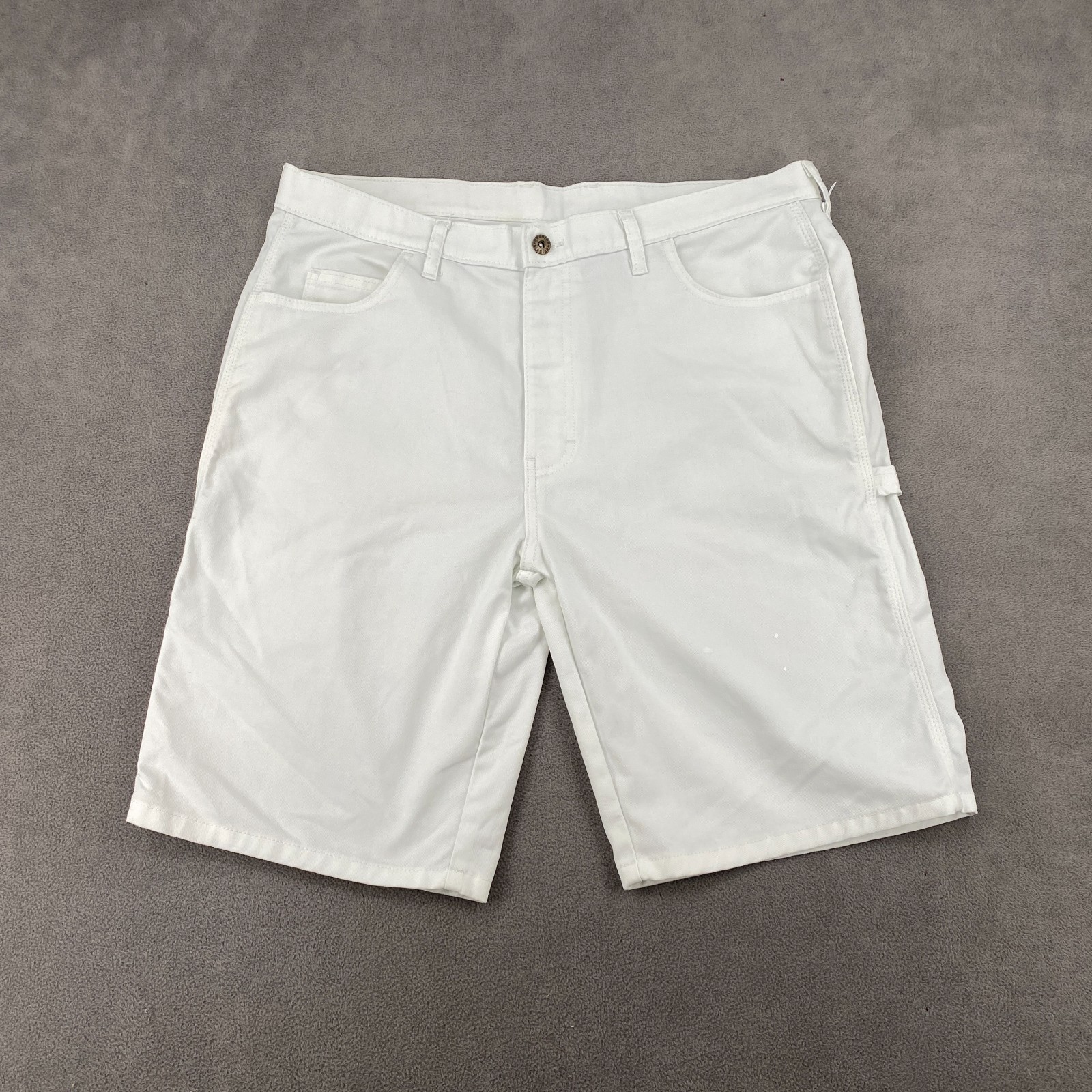 Genuine Dickies Flex Carpenter Shorts Mens 36 White Mid Rise Relaxed Hammer Loop