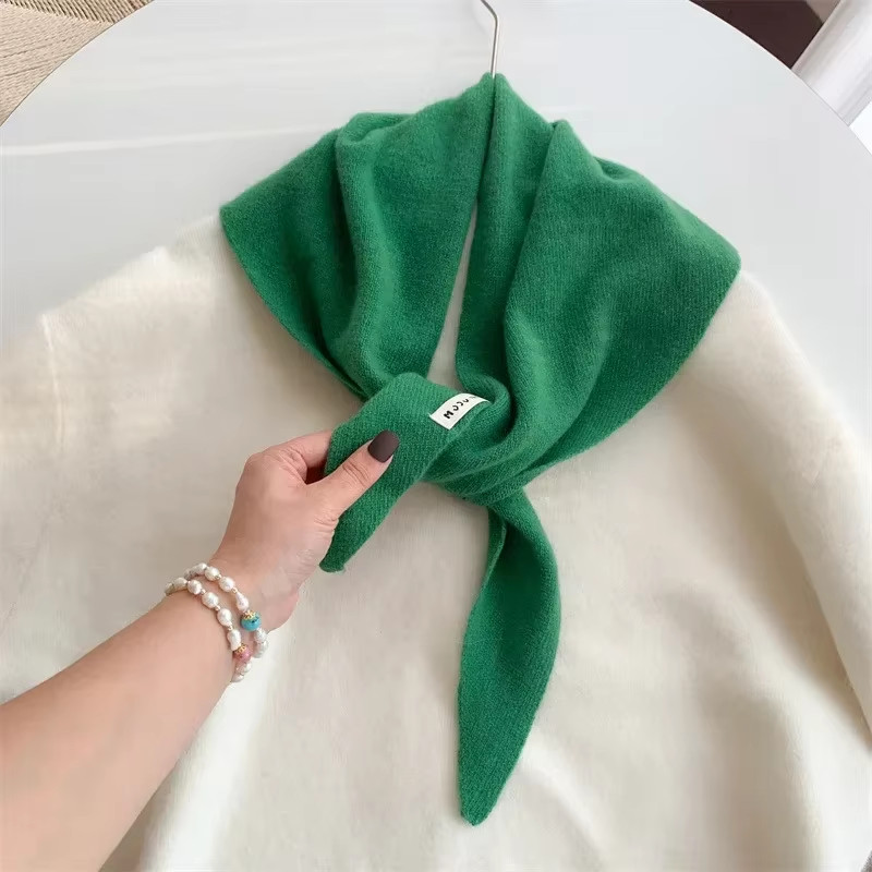 British Korean Triangle Scarf Niche Wool Triangular Scarf Women Headscarf Knitte