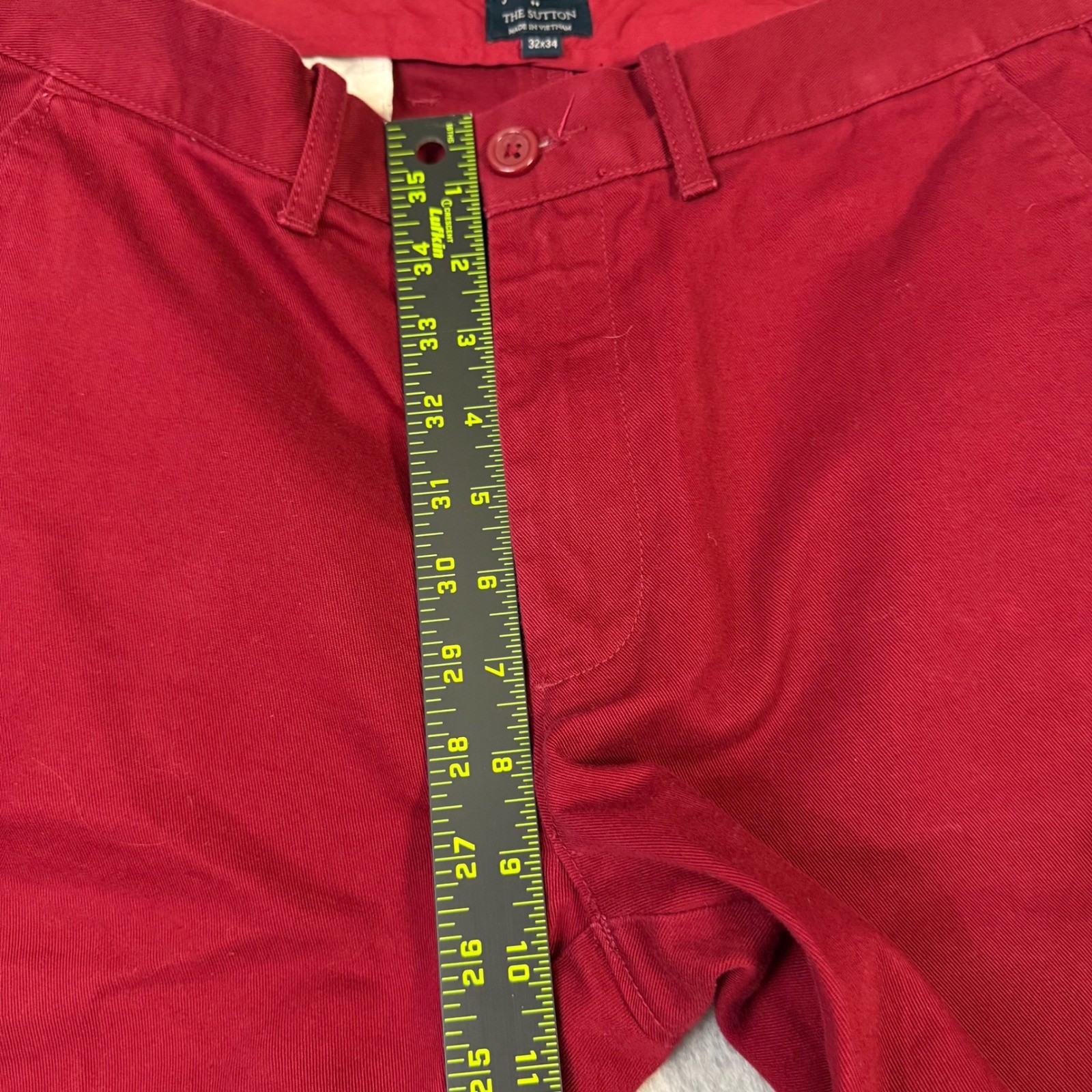 J.Crew The Sutton Mens 32×34 Slim Straight Chino Pants Red Cotton Twill Trousers