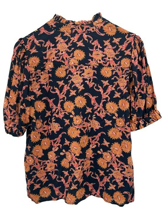 Anthropologie Porridge Navy Floral Lace Puff Sleeve Popover Blouse – XS