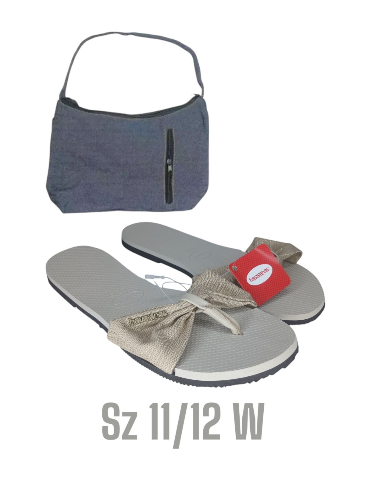 New Havaianas Women’s Beige Sandals Alpargatas Size 11/12W Thongs W/ Travel Bag