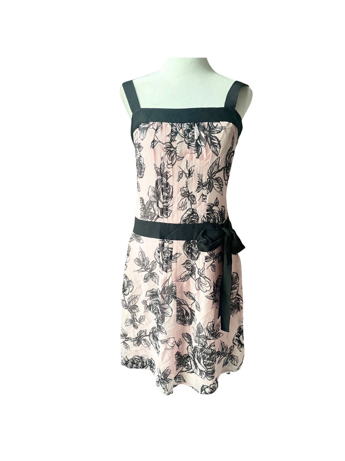 Women’s Size 2 Pink & Black Silk Dress With Side Zip By Ann Taylor Loft