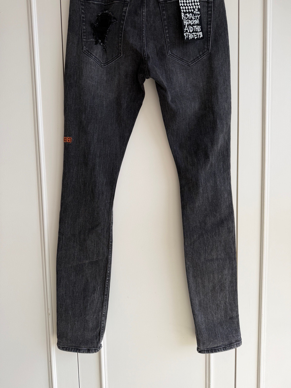 new Ksubi mens jeans van winkle spray out orange gray 32