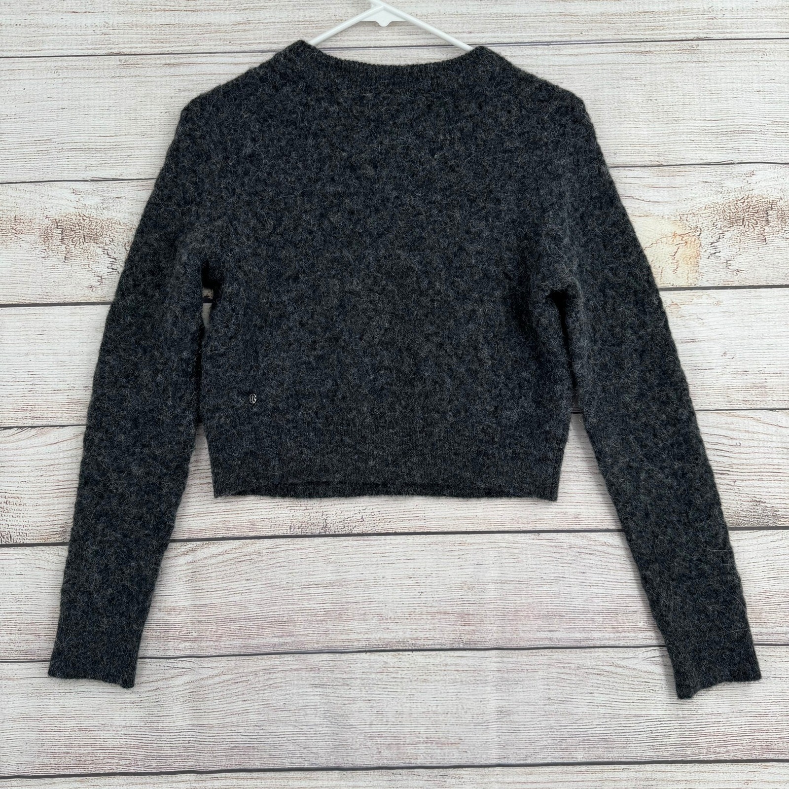 Lululemon Alpaca Wool Blend Sweater Womens S/P Grey Cropped Crewneck LW3HZKS