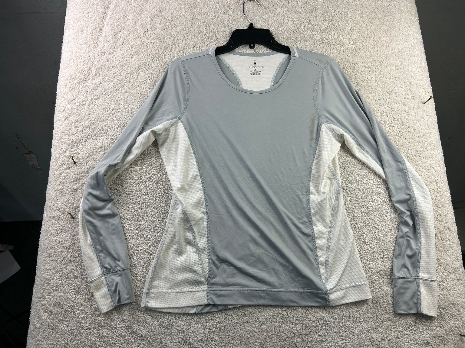 Lands’ End Women’s Top Medium Gray White Polyester Spandex