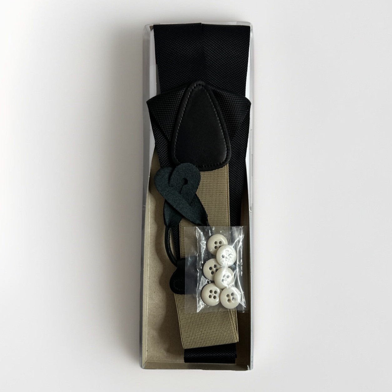 Brooks Brothers Suspenders – Black – Leather **NEW**