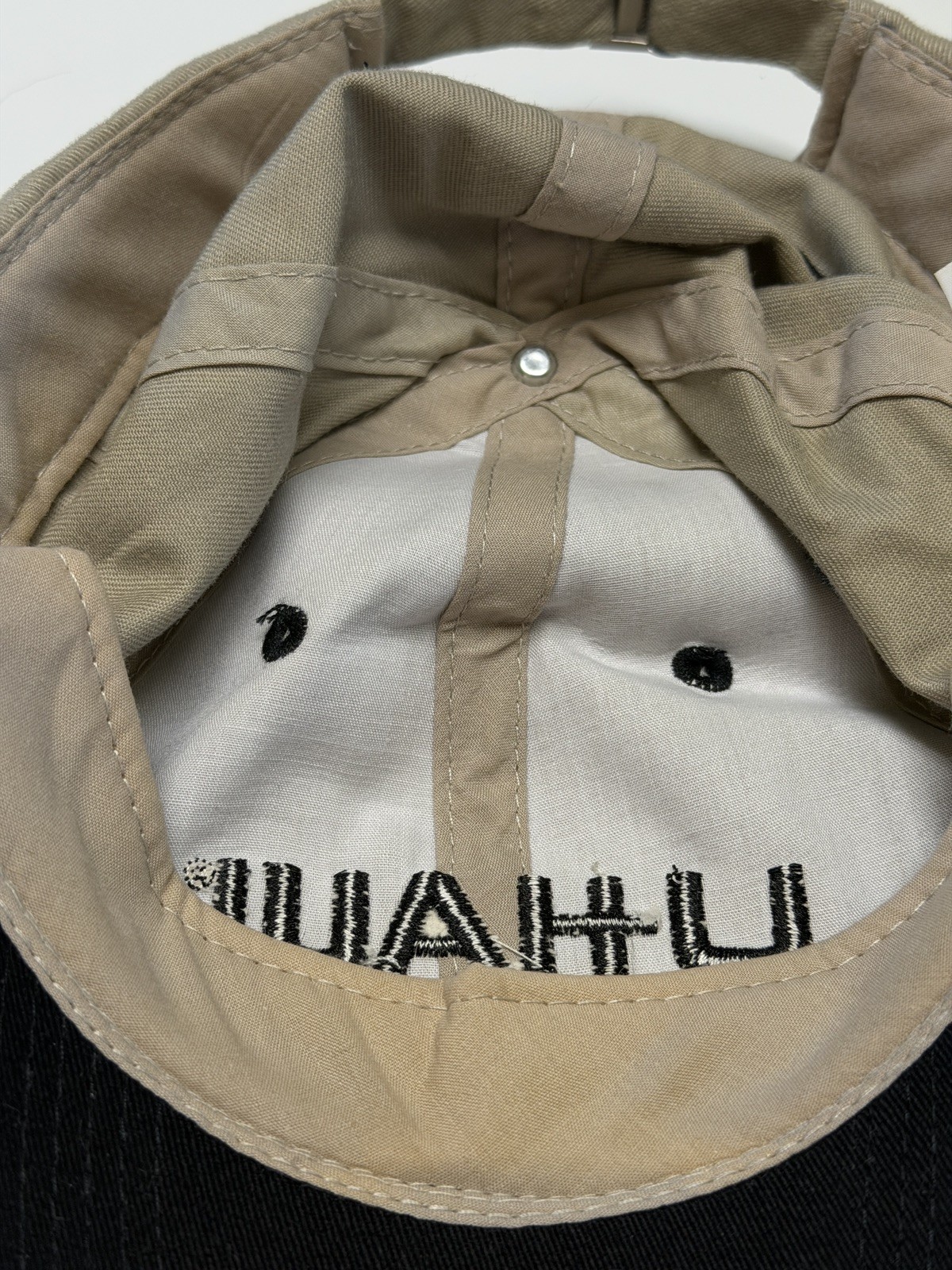 Vintage U-Haul UHAUL.com Employee Hat Khaki Black Embroidered Strapback Cap
