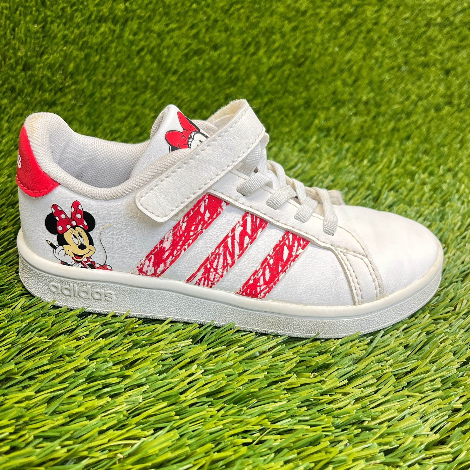 Adidas x Disney Grand Court Boys Size 11K White Athletic Leather Shoes Sneakers