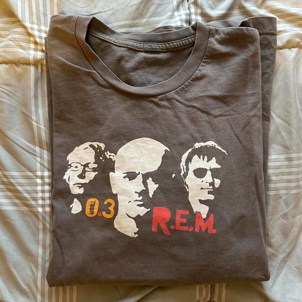REM band rock tour short sleeve brown savana color shirt VK08965