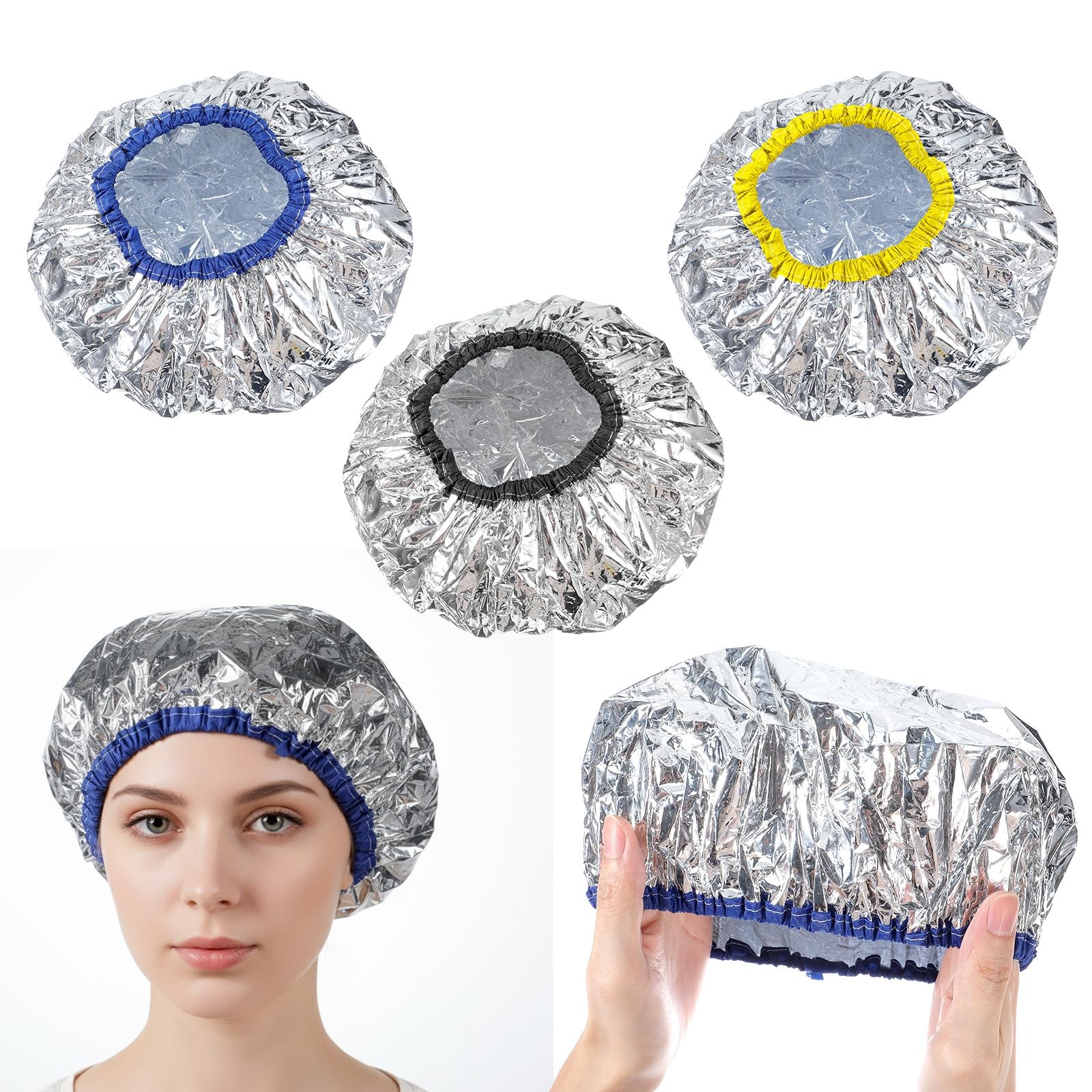 3 Pack Aluminum Foil Deep Conditioning Heat Cap Hot Oil Treatment Reusable
