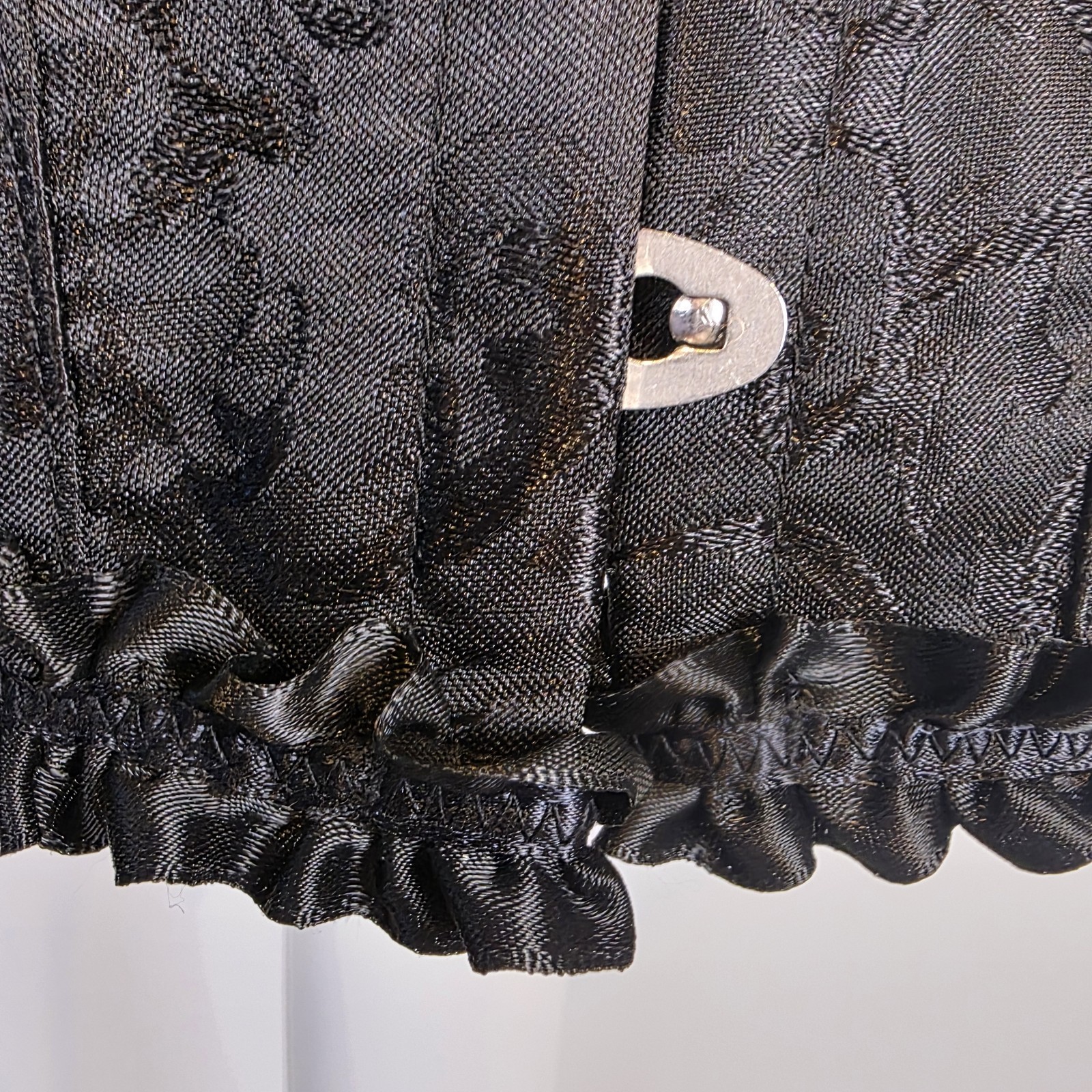 Black Lace-Up Corset Bustier Boned Gothic Steampunk Ruffle Trim Size M Victorian