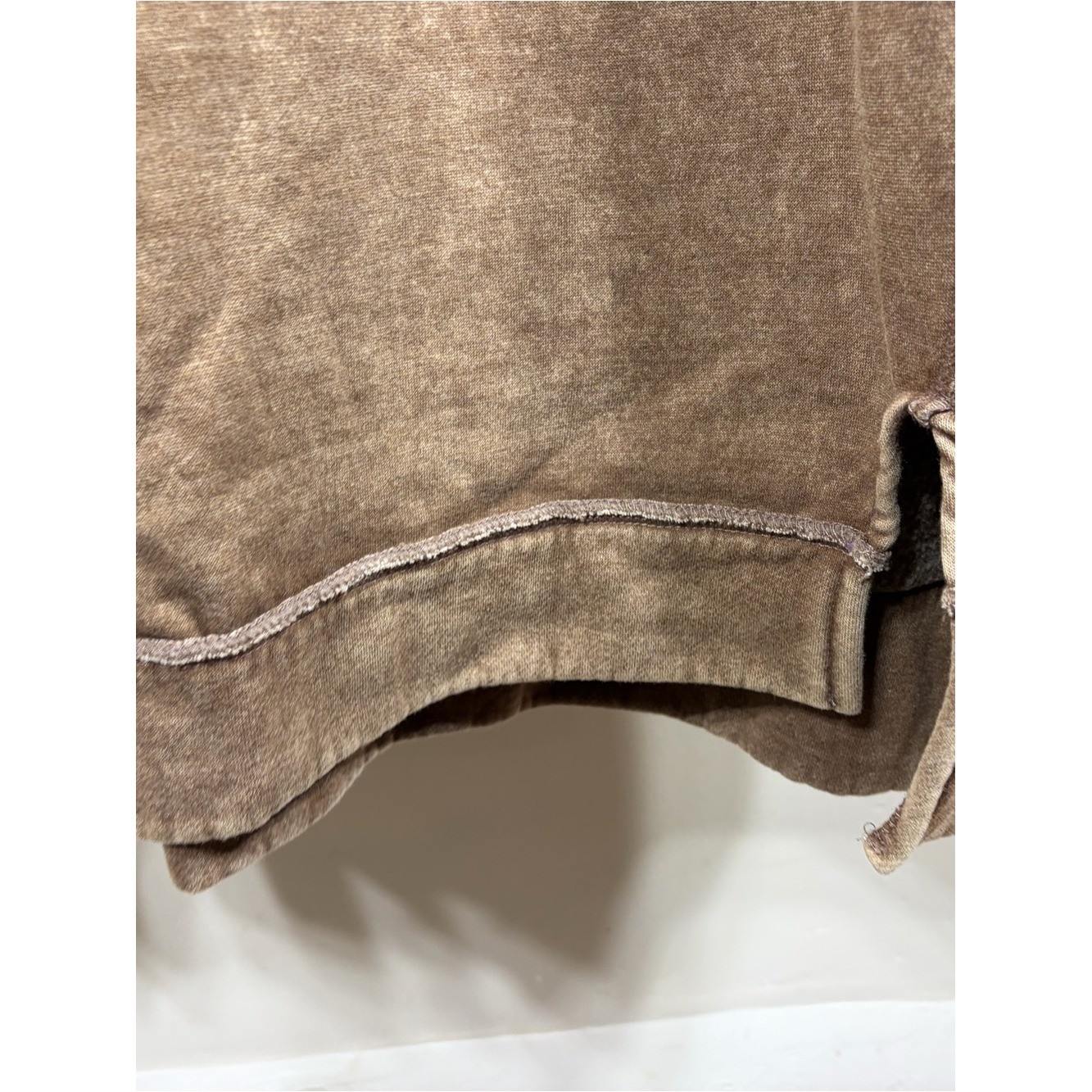 Zenana Mineral Wash Oversized Sweatshirt Raw Seam Acid Wash Mocha Brown M