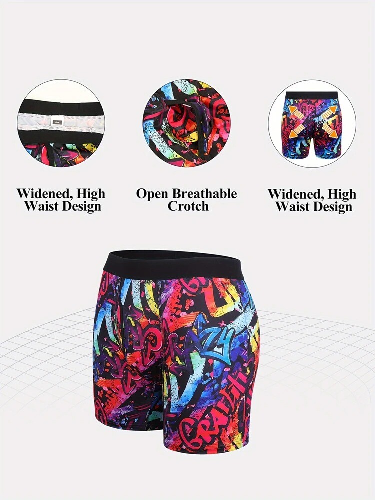 Men Boxer Briefs 3 pack Quick Dry Long Leg Shorts Comfort Soft Trunks Underwear