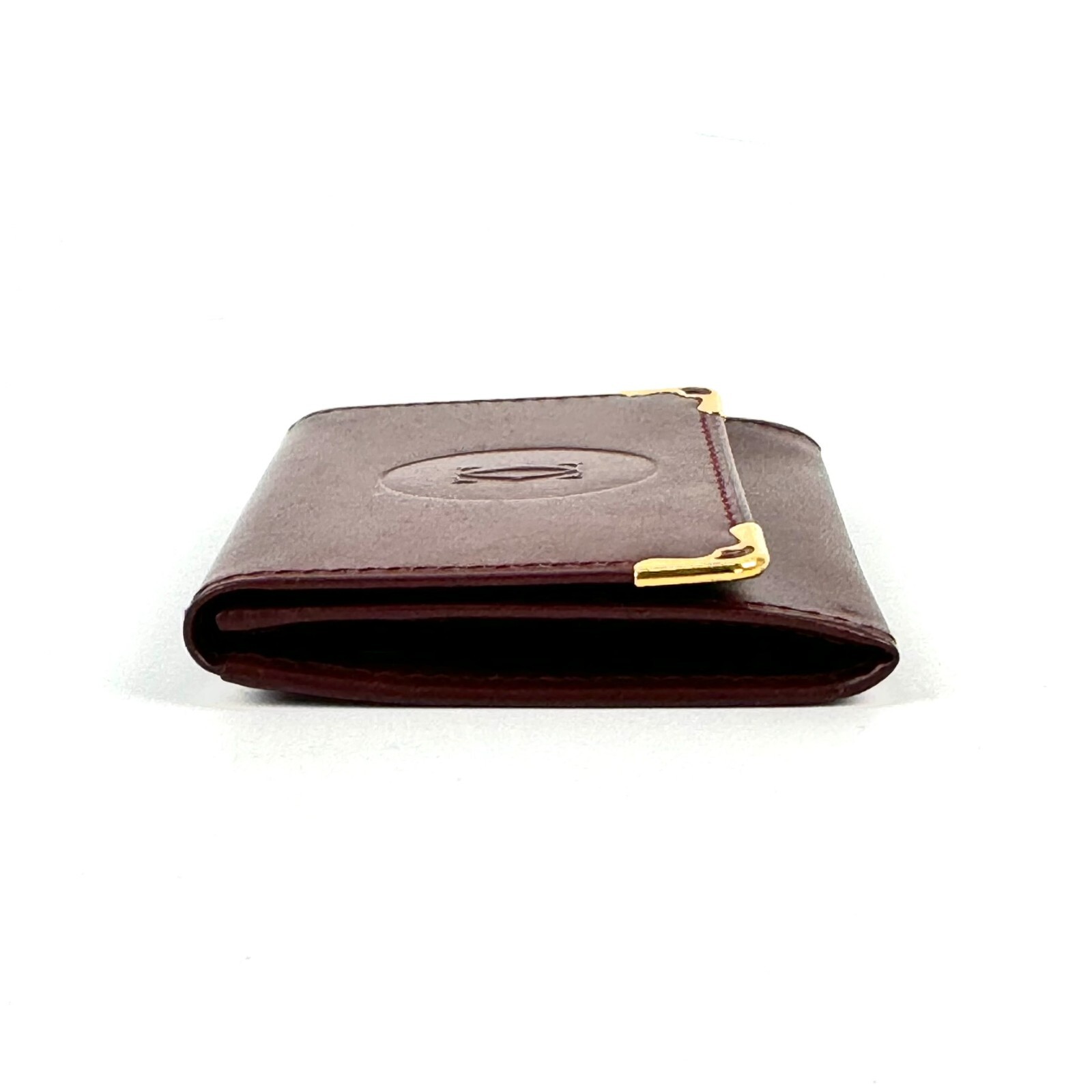 Must de Cartier Coin Case Purse Bordeaux Red Leather Authentic from Japan _0035