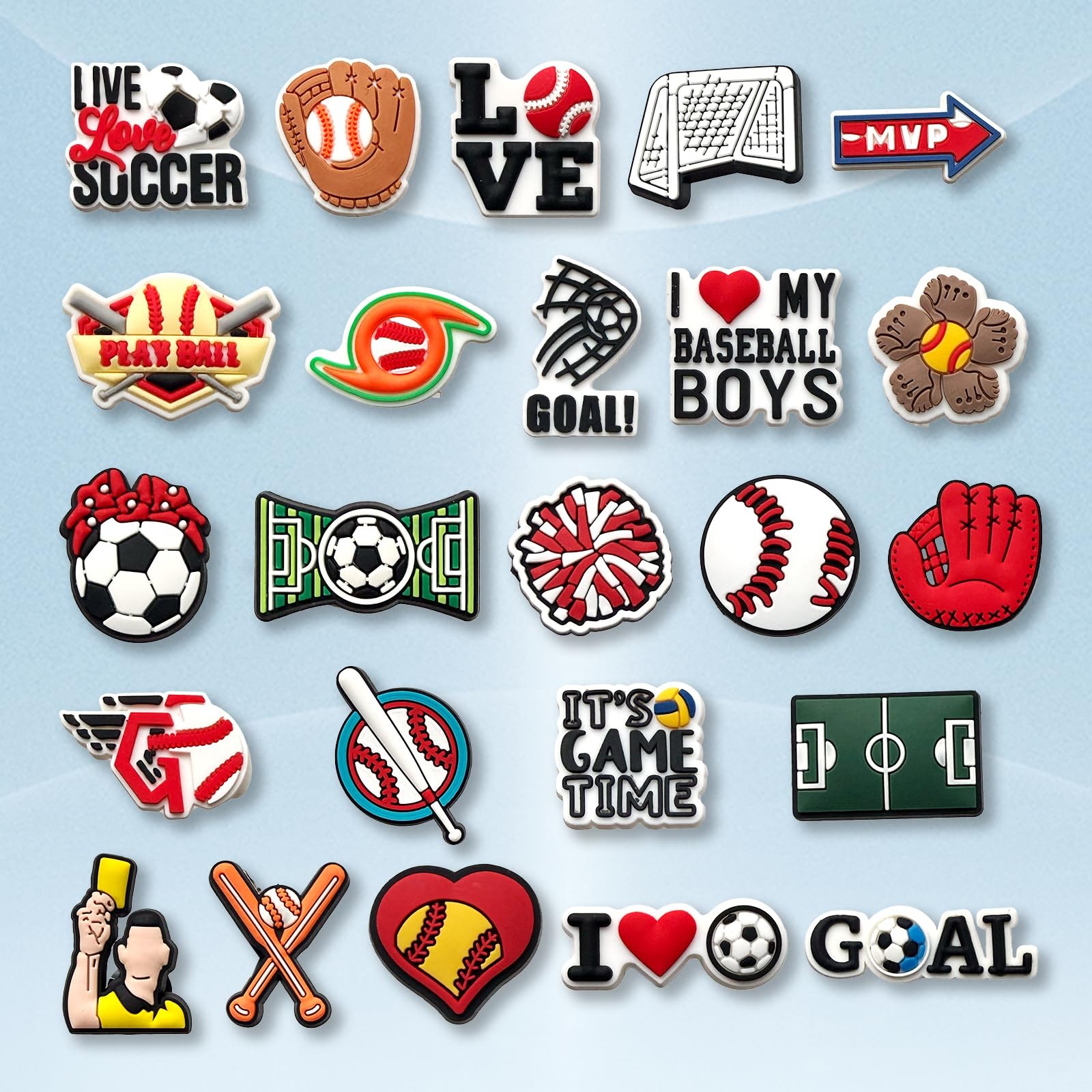 24 53Pcs Sports Ball Shoe Charms for Croc Clog Sandals Bracelets Decoration 5…