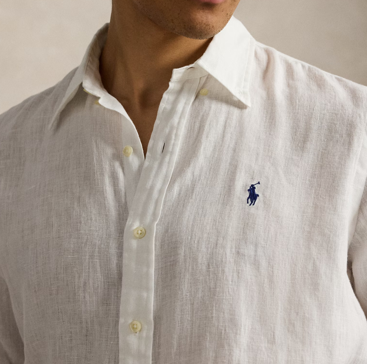 NWT Polo Ralph Lauren Men’s Classic-Fit 100% Linen Shirt Longsleeve WHITE Size M