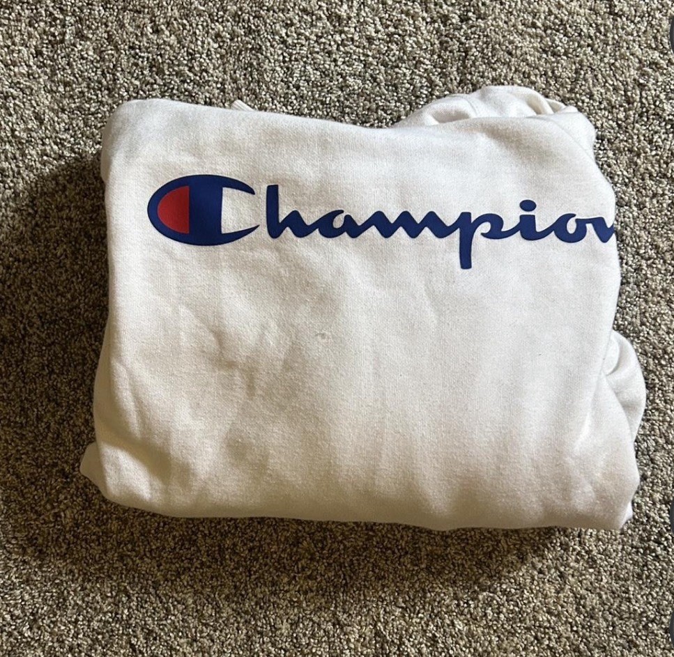 White Spell out Champion Hoodie Women’s Size Medium