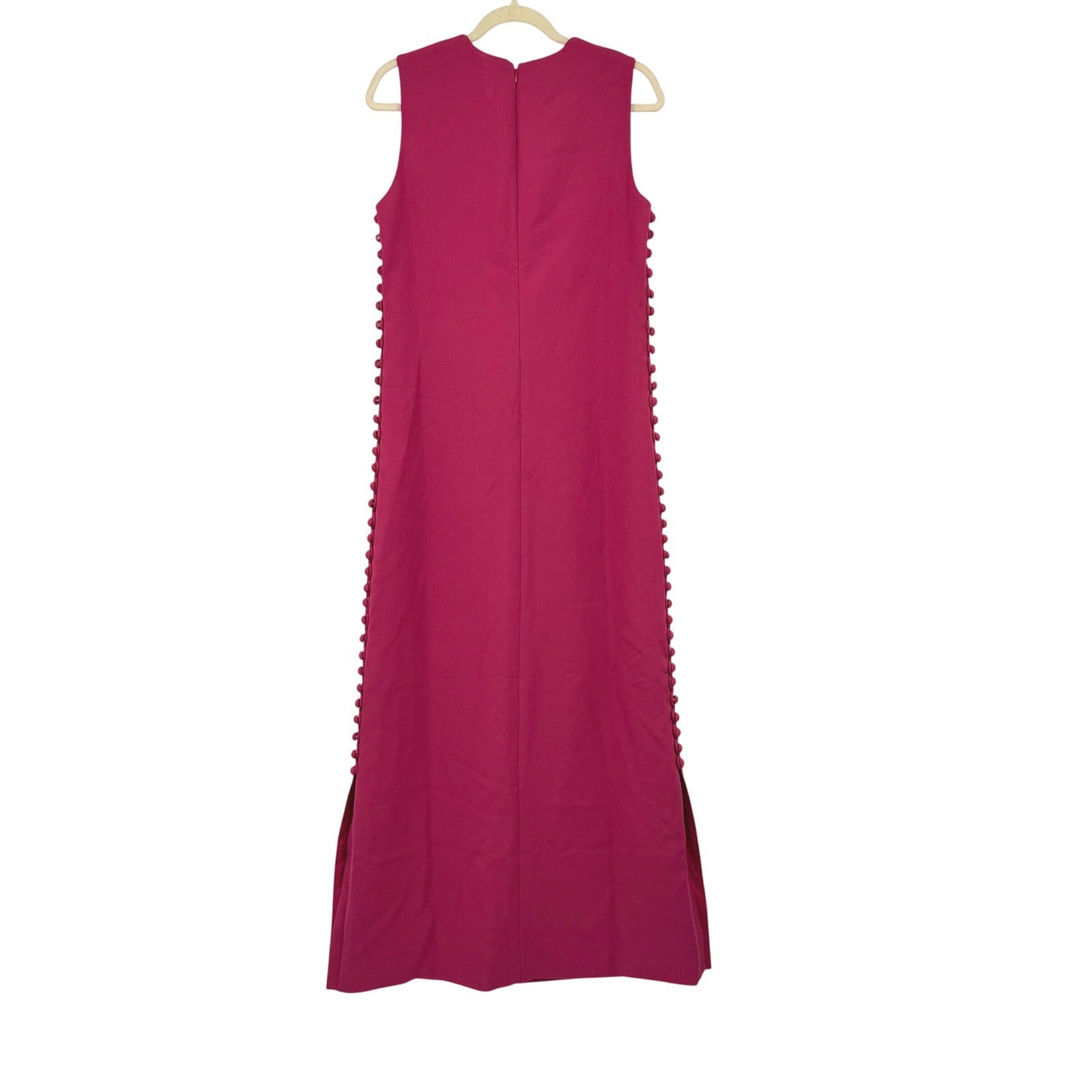 Tuckernuck Raspberry Crepe Button Camille Maxi Dress Sz 8 Sleeveless Column Gown