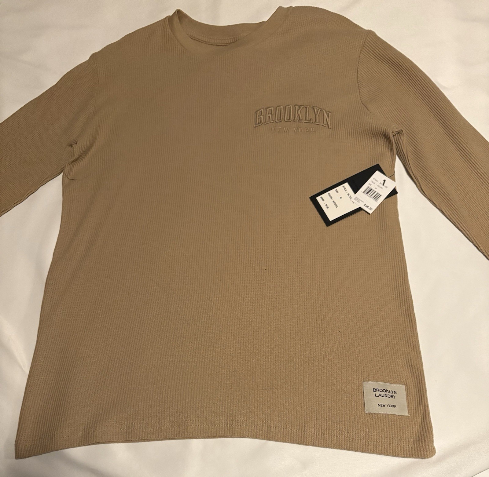 Men’s Medium Brooklyn New York Naturel Long Sleeve Shirt