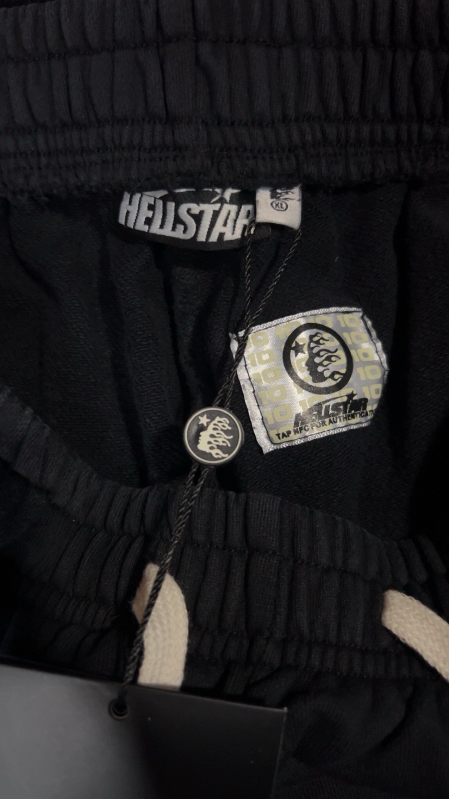 HELLSTAR Men’s Black Cotton Sweat Shorts Graphic Logo Print Drawstring XL