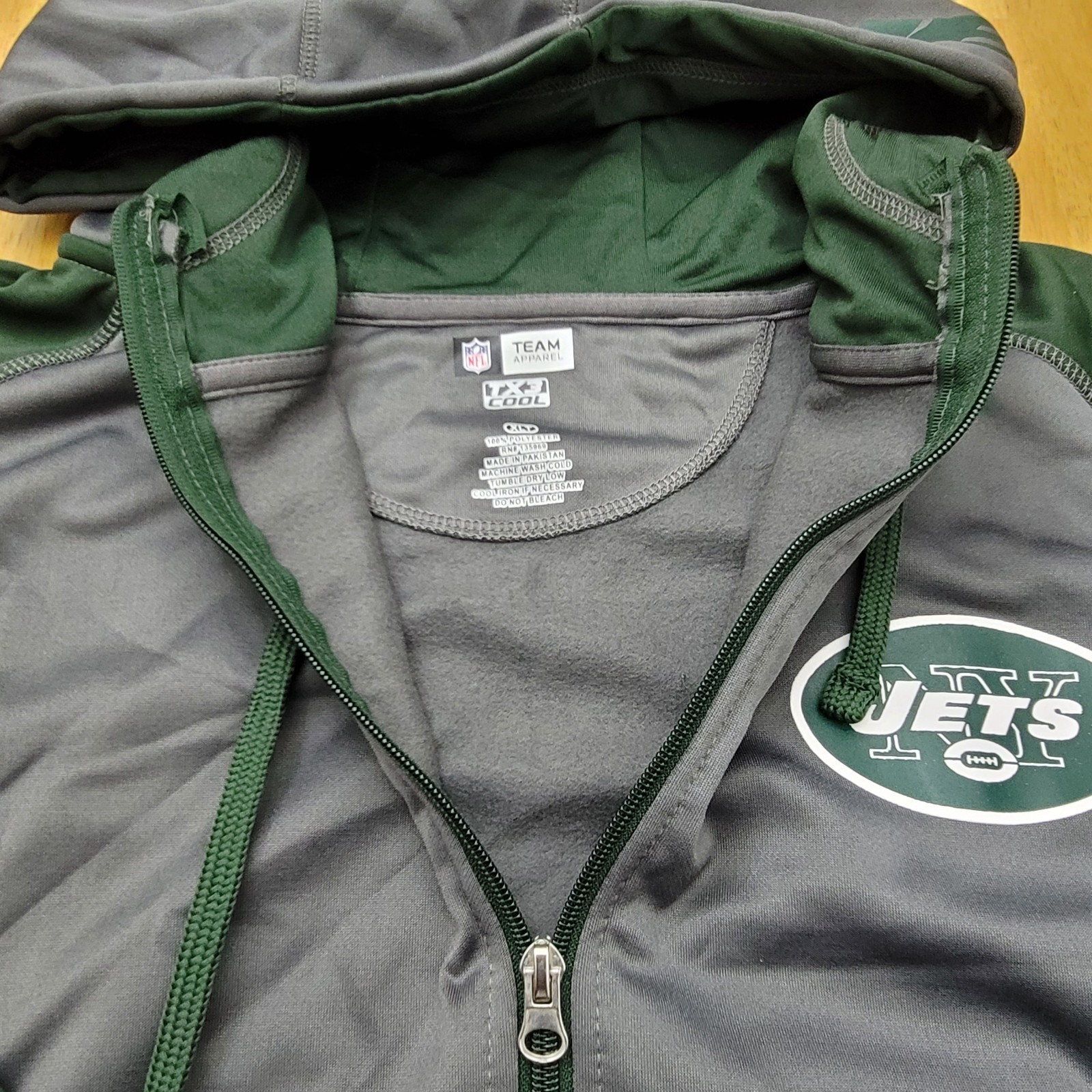 New York Jets NFL TX3 COOL Full Zip Hoodie Jacket Mens XLT Green/Gray NWT