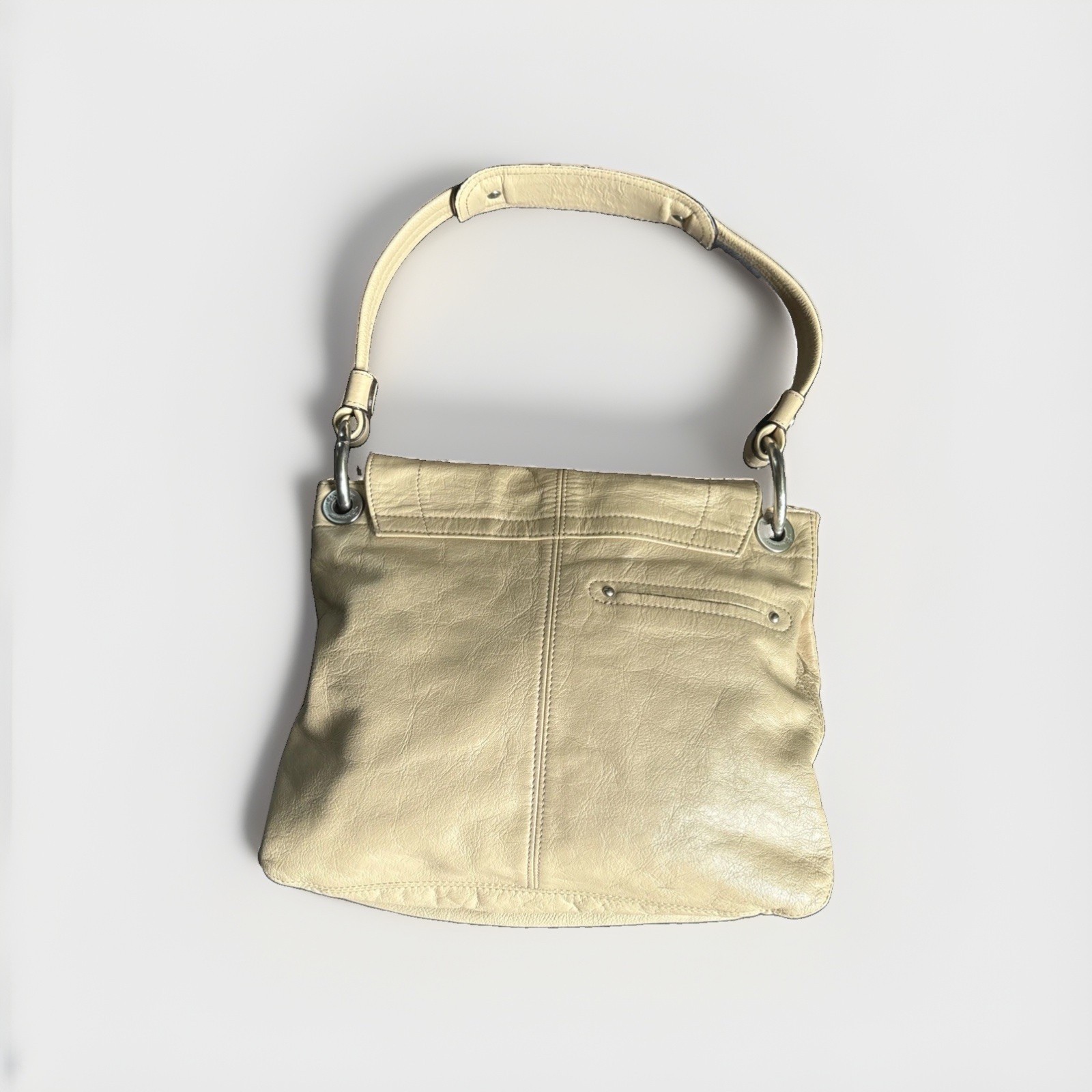 B. Makowsky Small Tan Leather Shoulder Bag Purse with Padded Single Strap