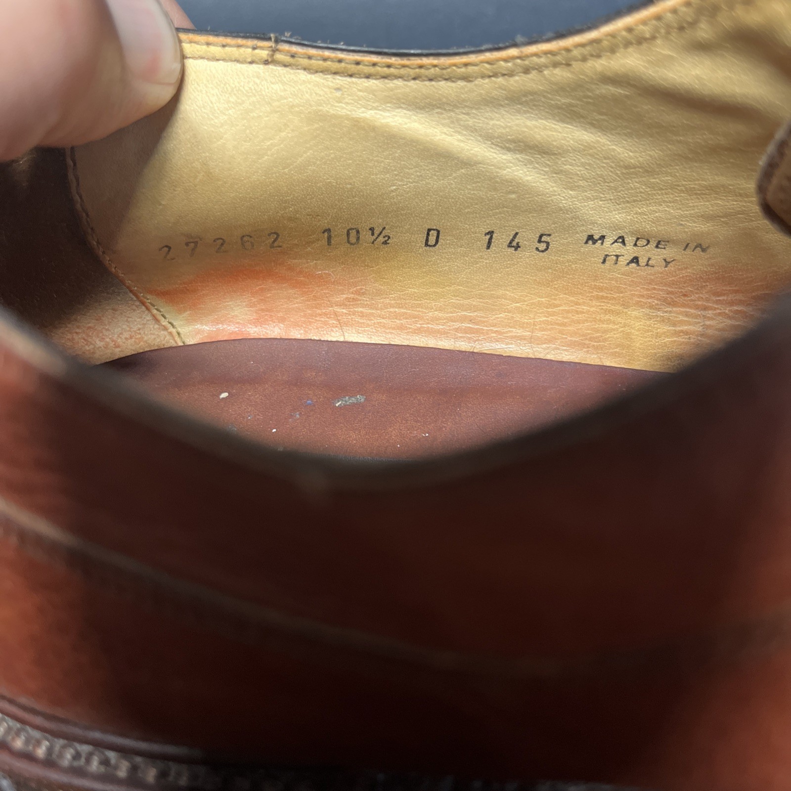 BOSTONIAN CROWN WINDSOR Split Toe Pebble Grain Brown Size 10.5 D, Made in Italy!