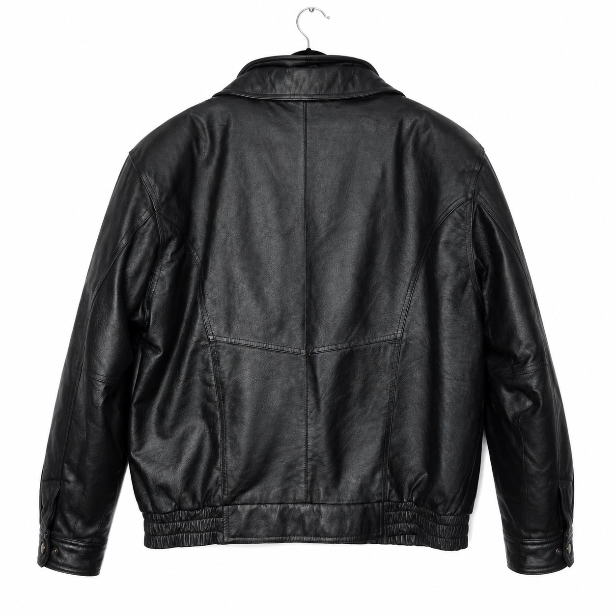 Prestige Men’s L Black Genuine Leather Bomber Jacket Removable Fur Liner