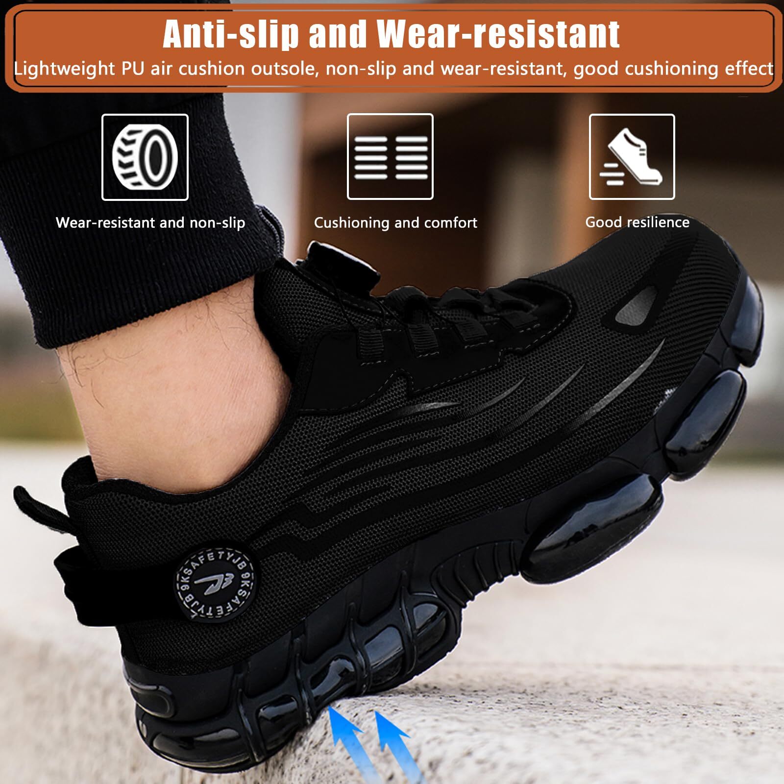 Men Work Safety Shoes Steel Toe Rotating Buckle Indestructible Non-slip Sneakers