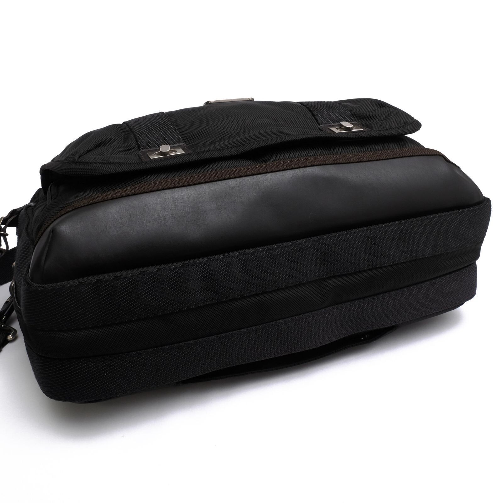 TUMI Alpha Bravo Pinckney Flap Briefcase Black Nylon Leather 2Way Laptop Auth